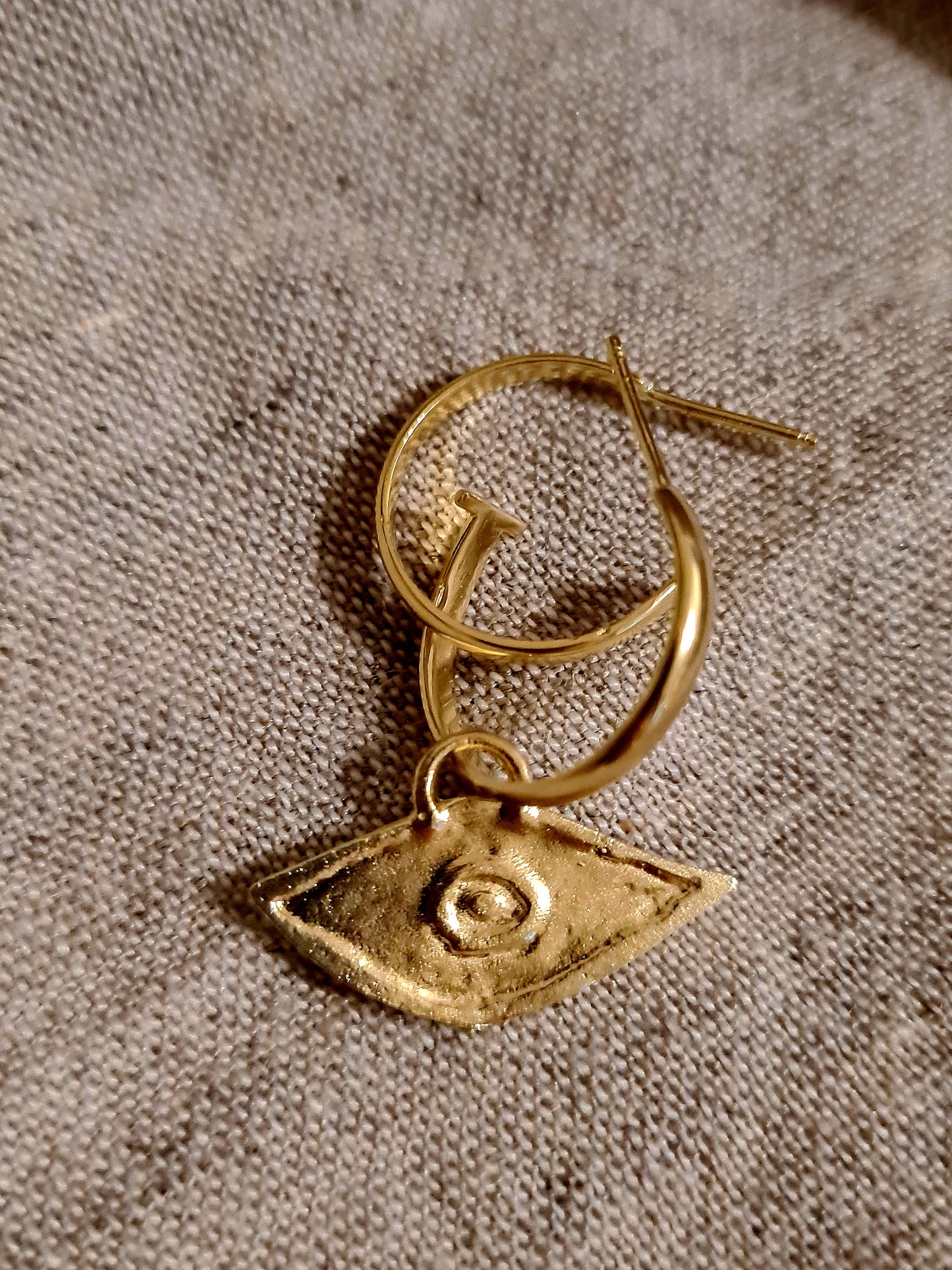 Ethnic Eye Hoop Earrings Gold Plated