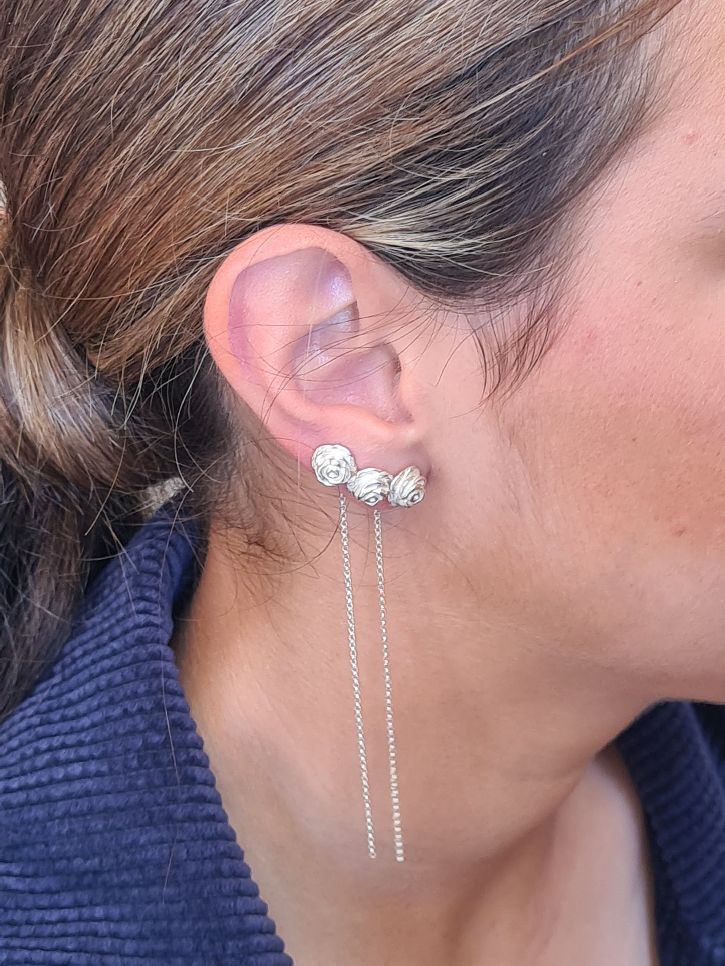 Rose Stud Earrings Silver