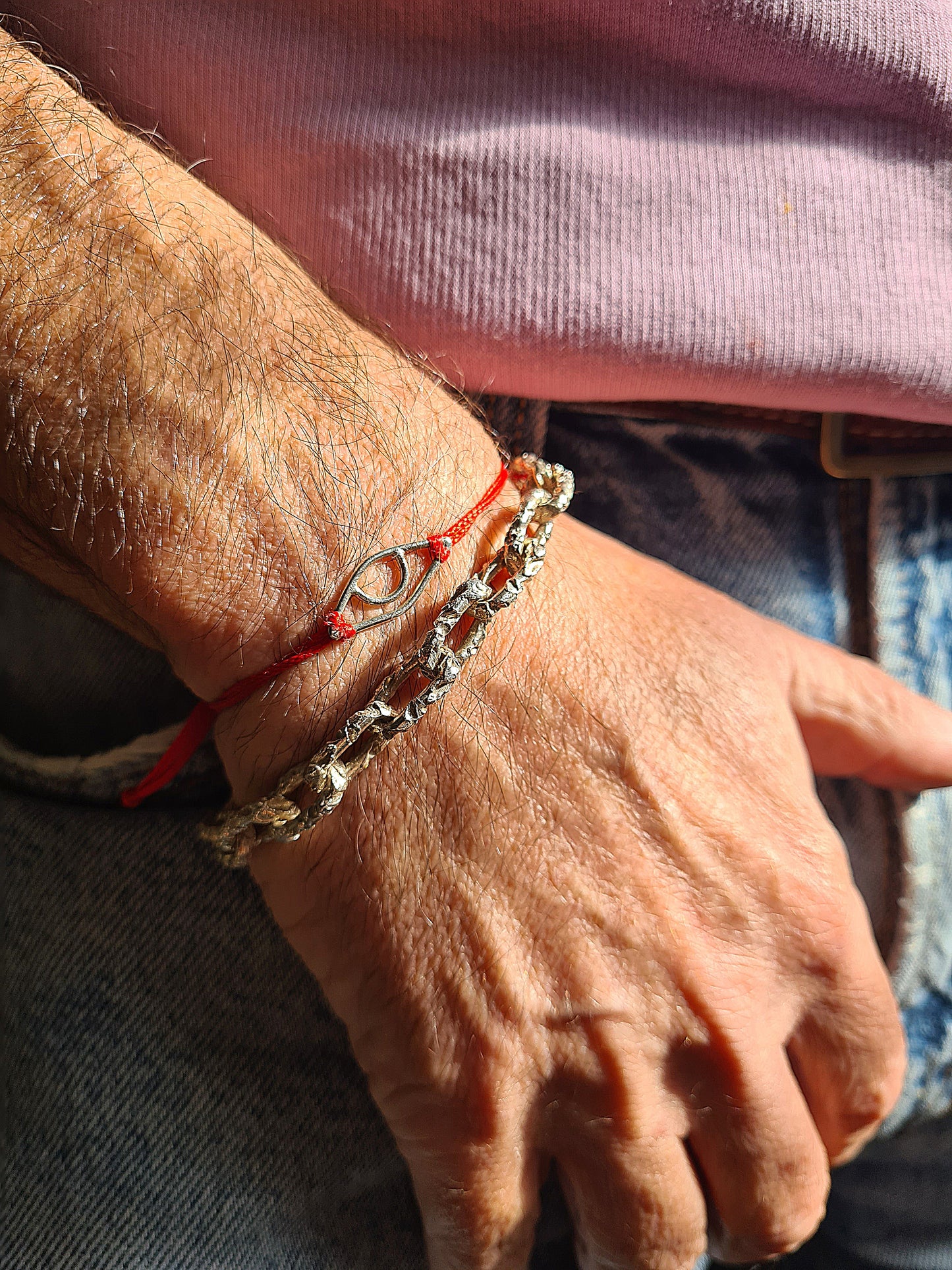 Eye of Horus Thread Bracelet Silver