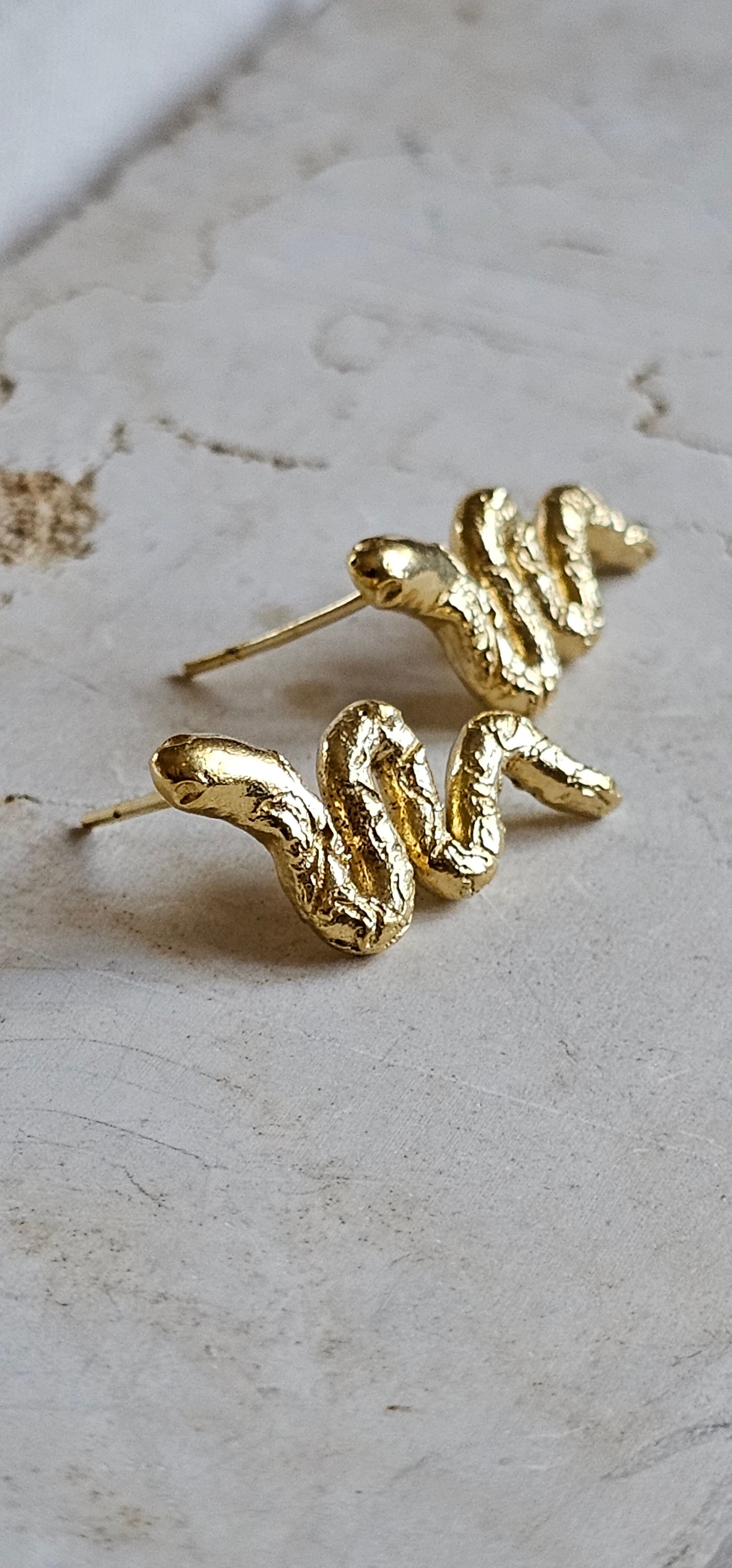 Ancient Snake Earrings Gold Plated