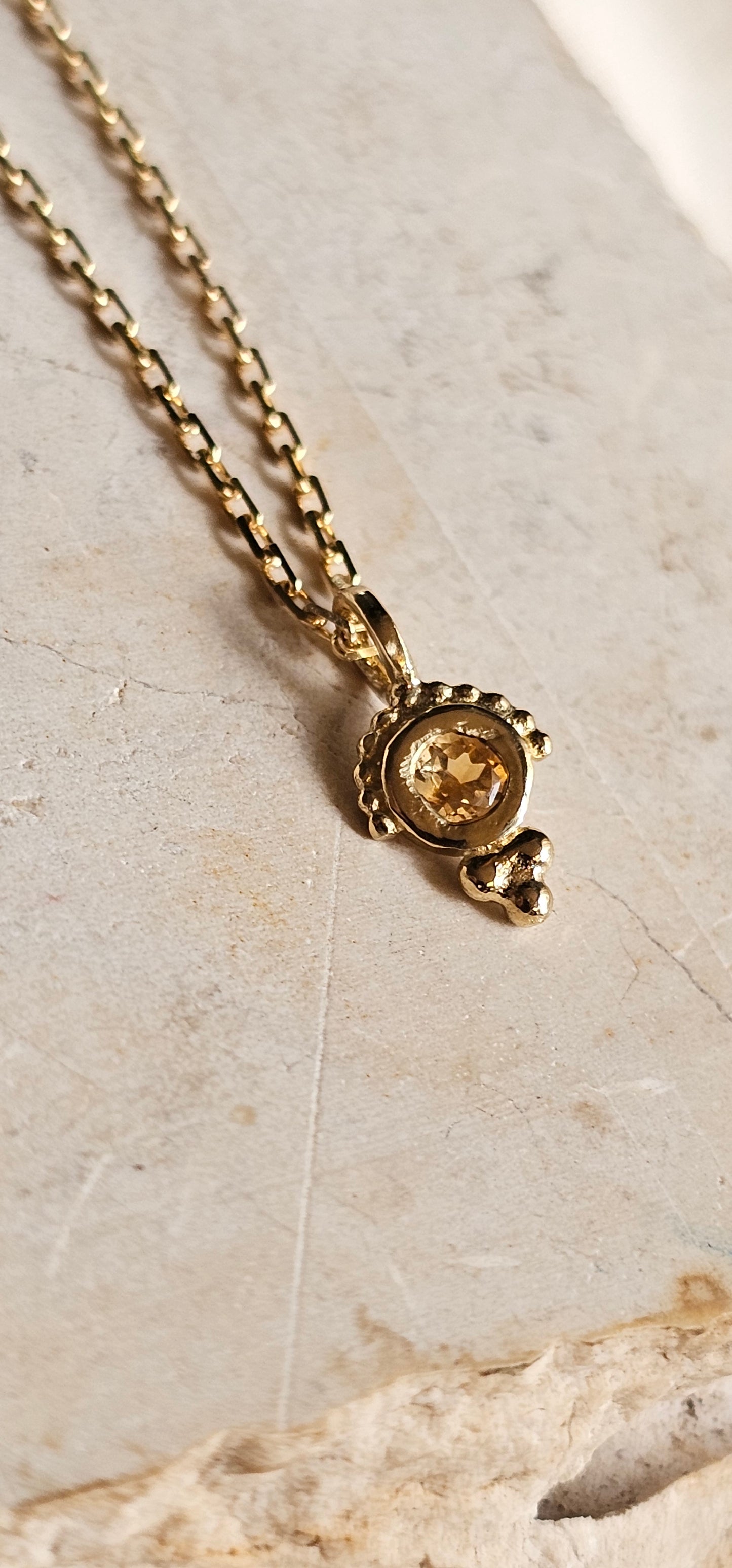 Owl Eye Citrine Necklace 14K