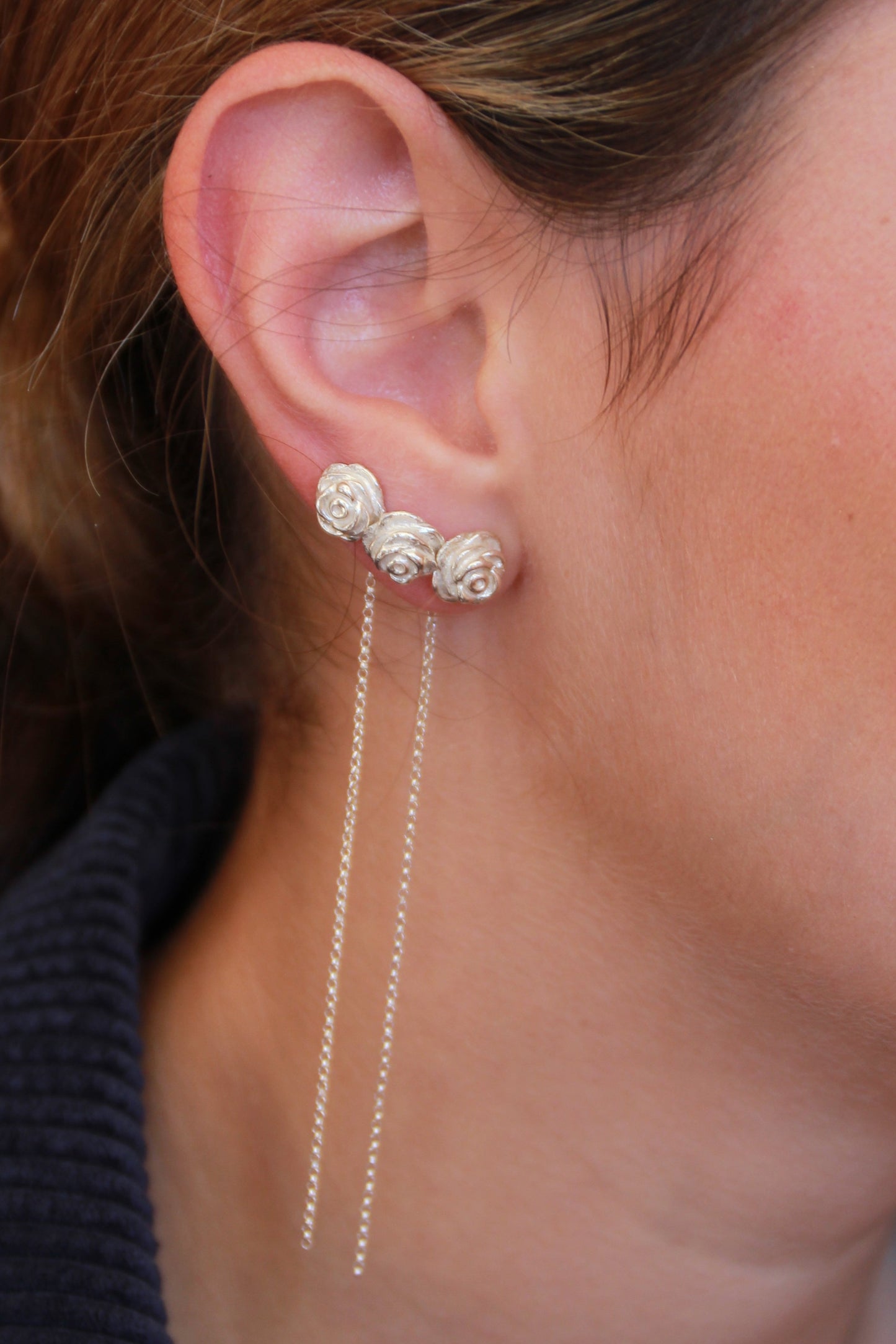 Rose Stud Earrings Silver