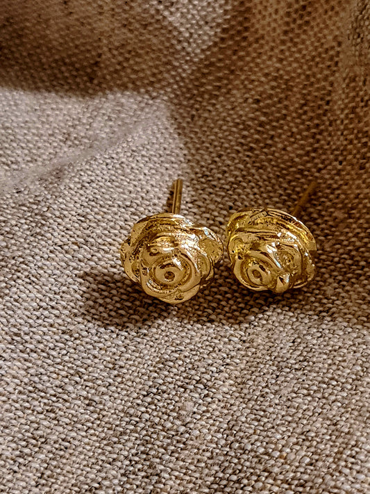 Rose Stud Earrings Gold Plated