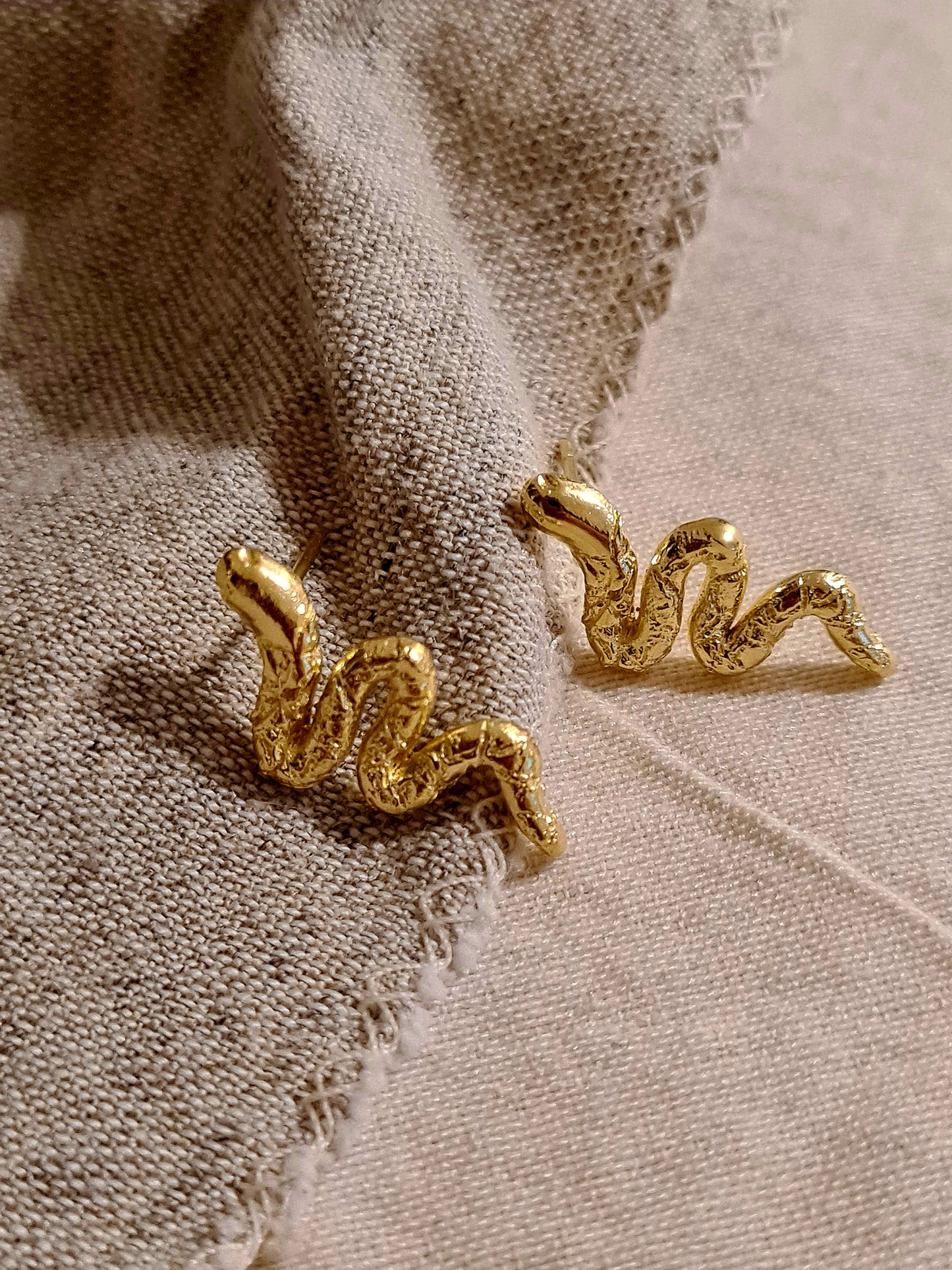 Ancient Snake Earrings Gold Plated