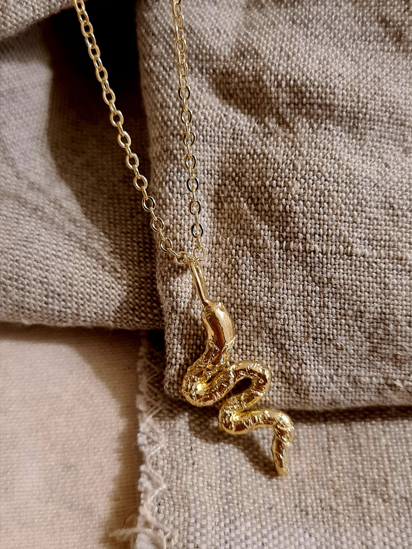 Ancient Snake Necklace Gold Plated