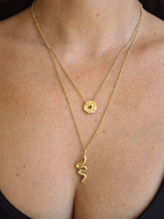 Ancient Snake Necklace Gold Plated