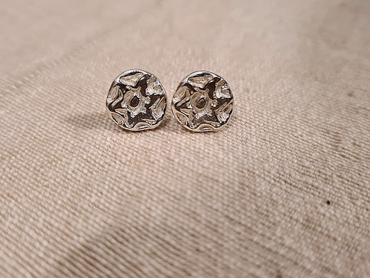 Six Petal Rose Studs Silver