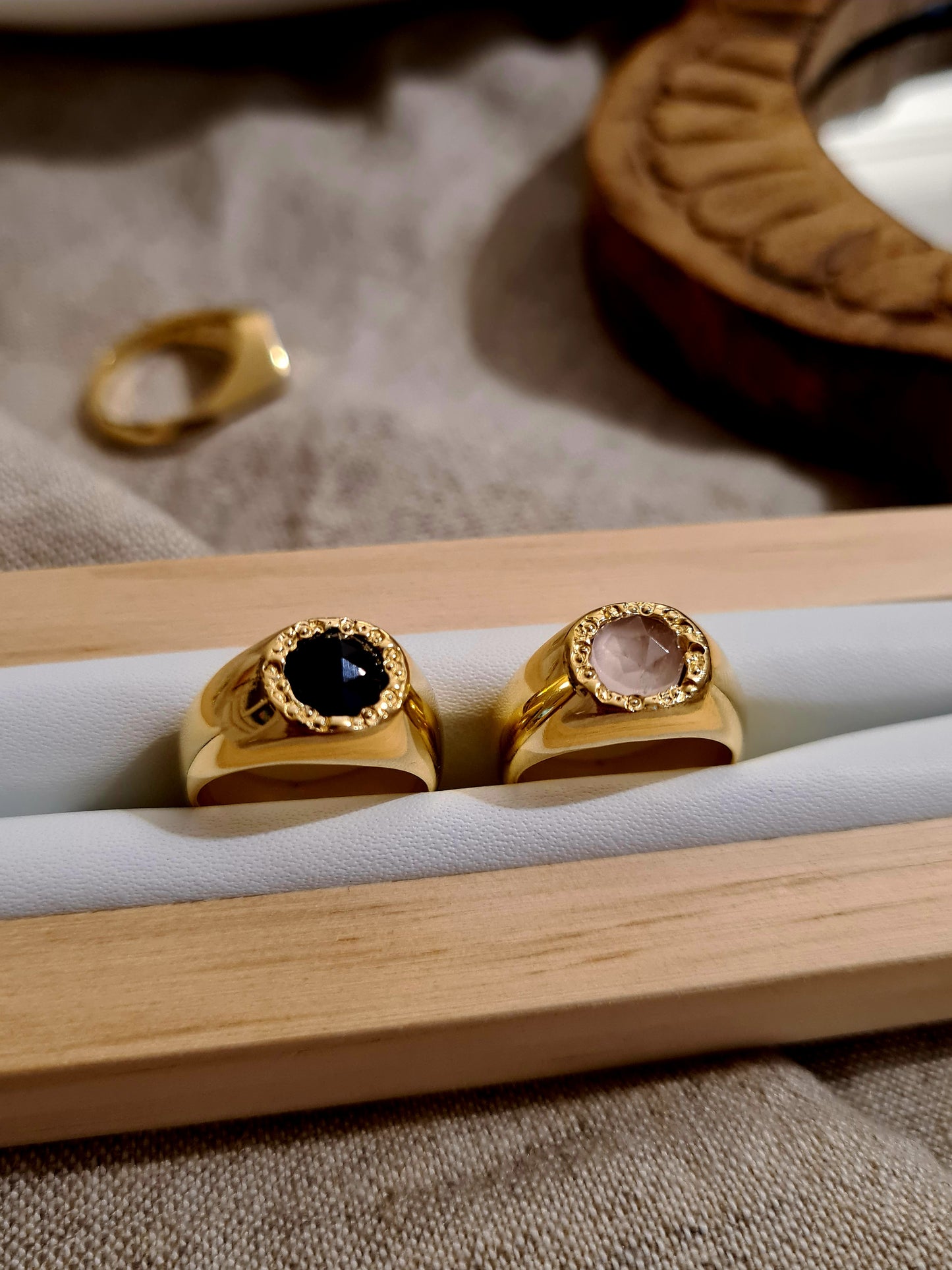 Signet Pinky Ring with Onyx Gold Plated