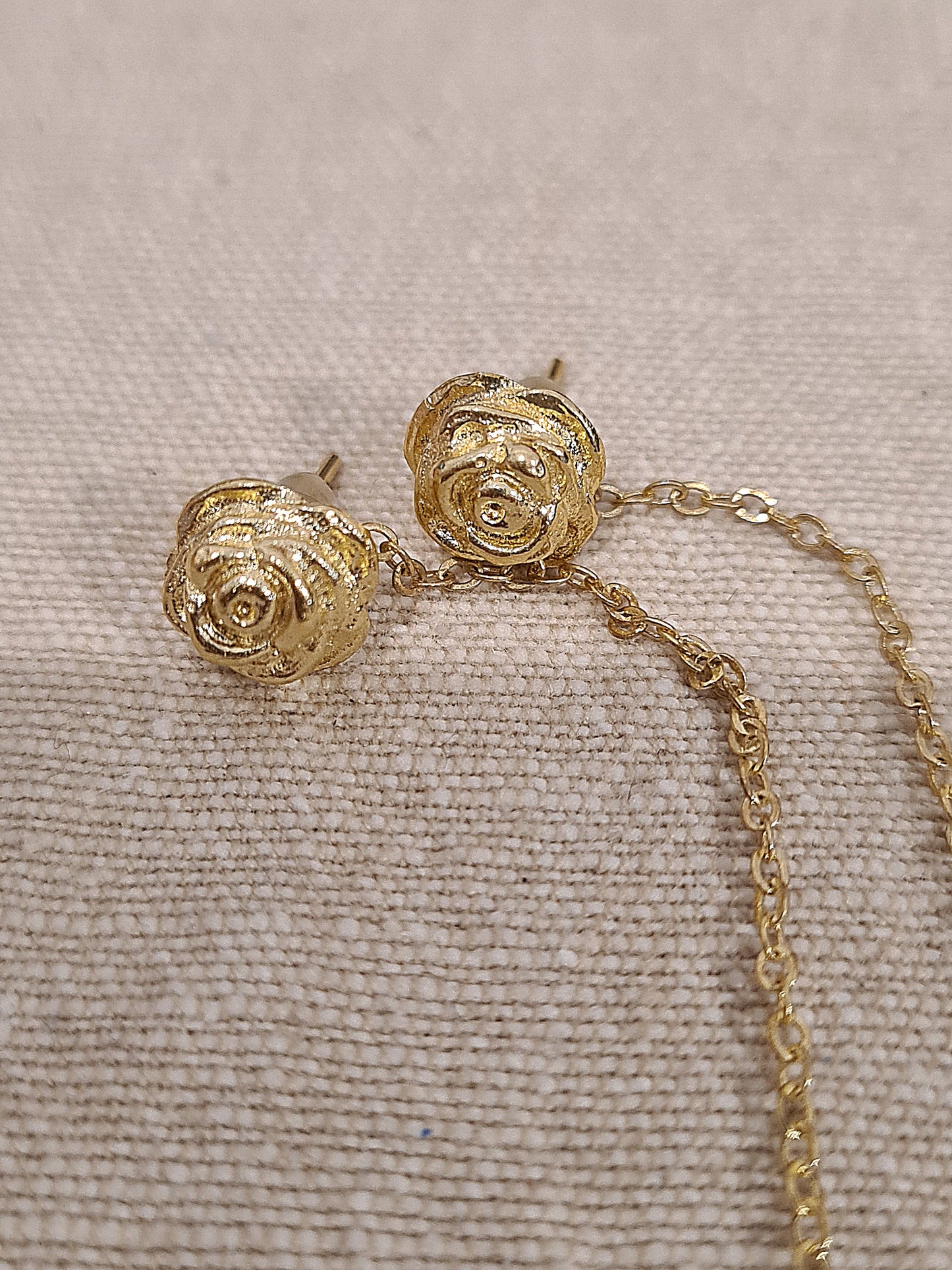 Rose Stud Earrings Gold Plated