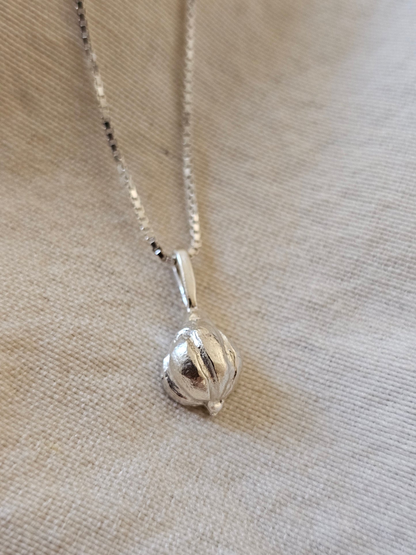 Garlic Amulet Necklace Silver