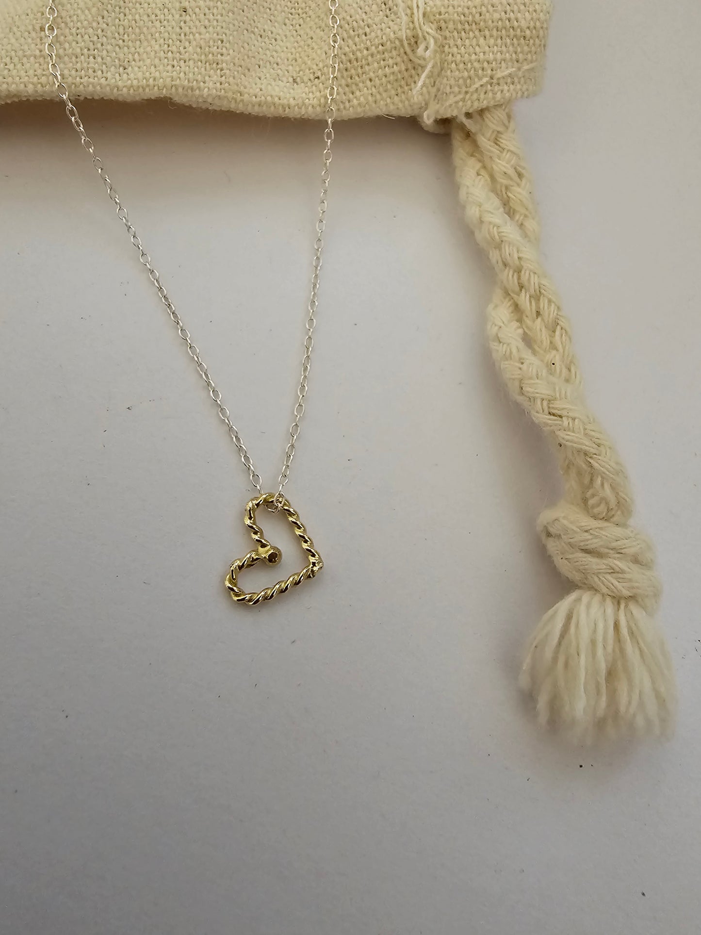 Gold Heart Silver Necklace