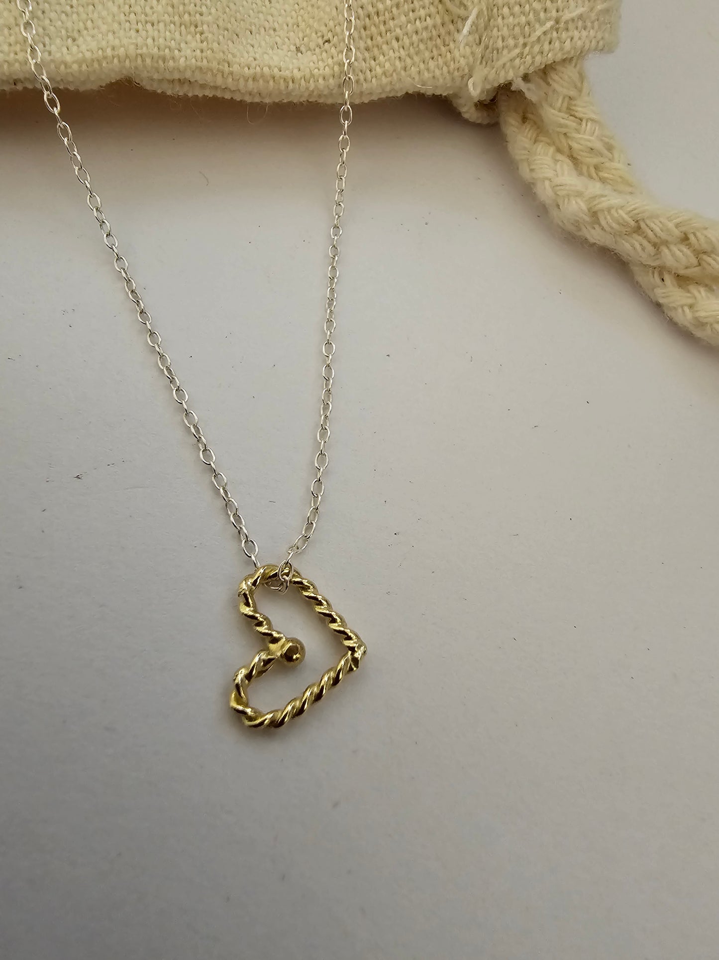 Gold Heart Silver Necklace