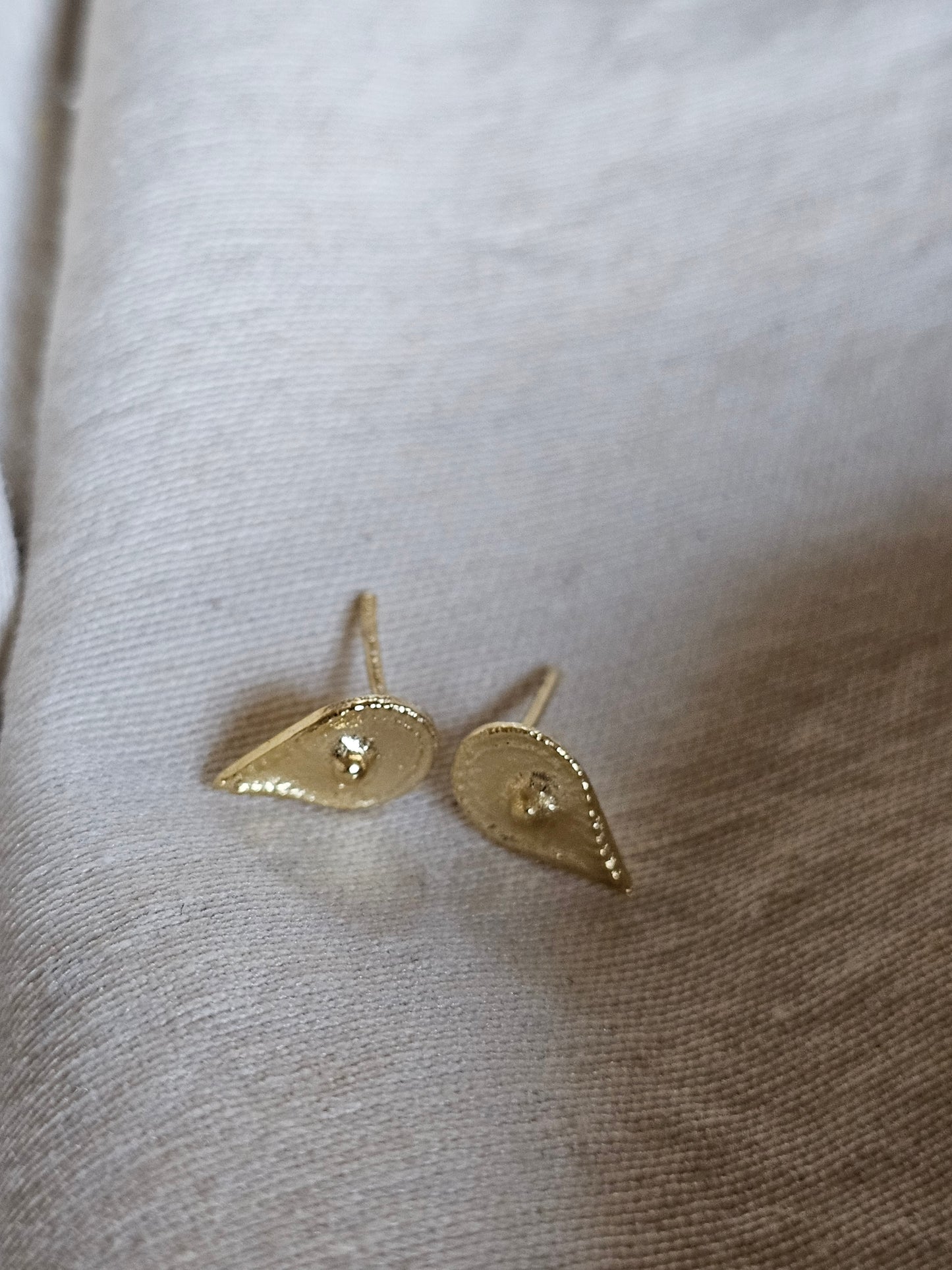 Drop Stud Earrings 14K