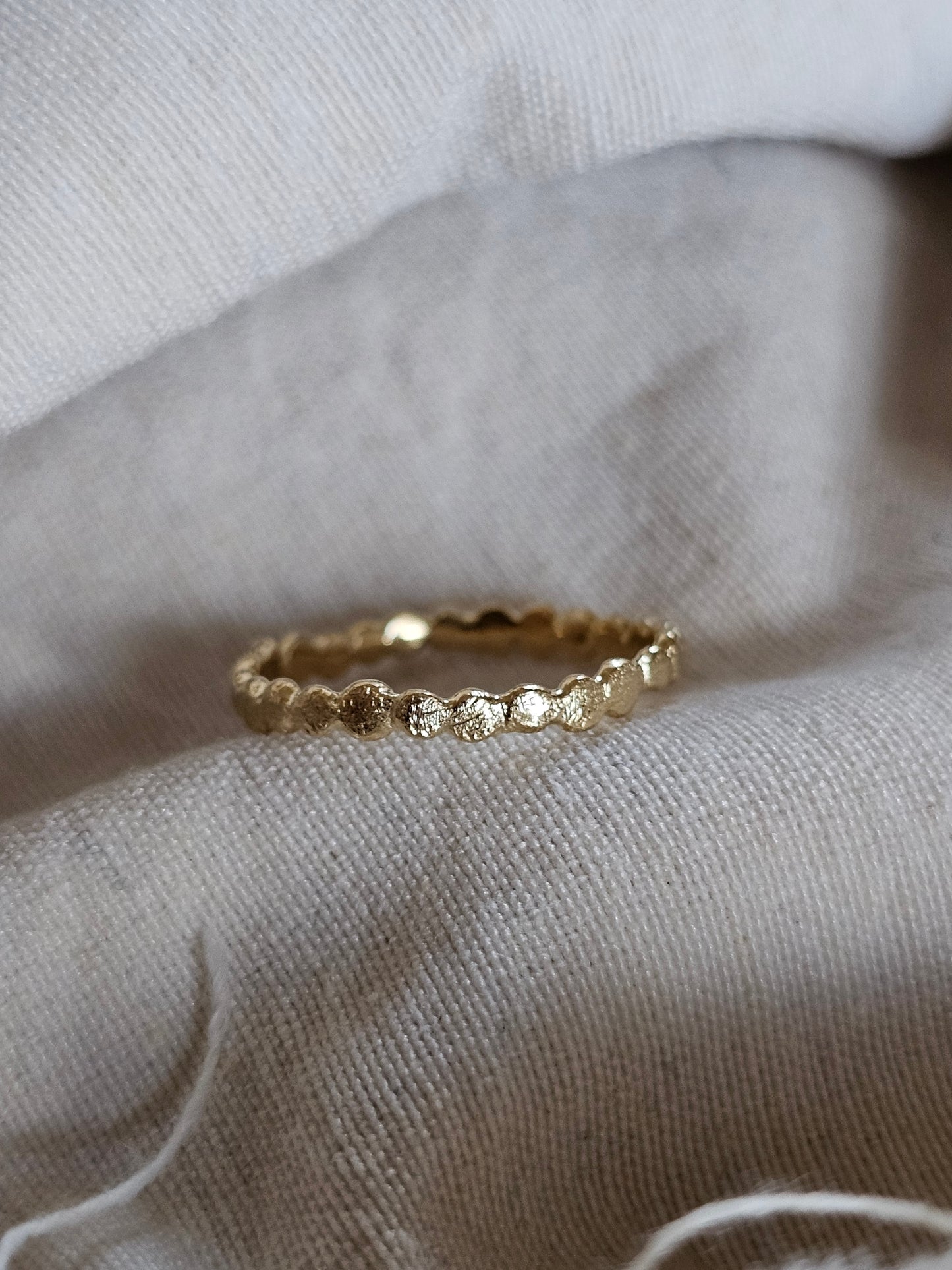 Asymmetric Bead Ring Gold Plated