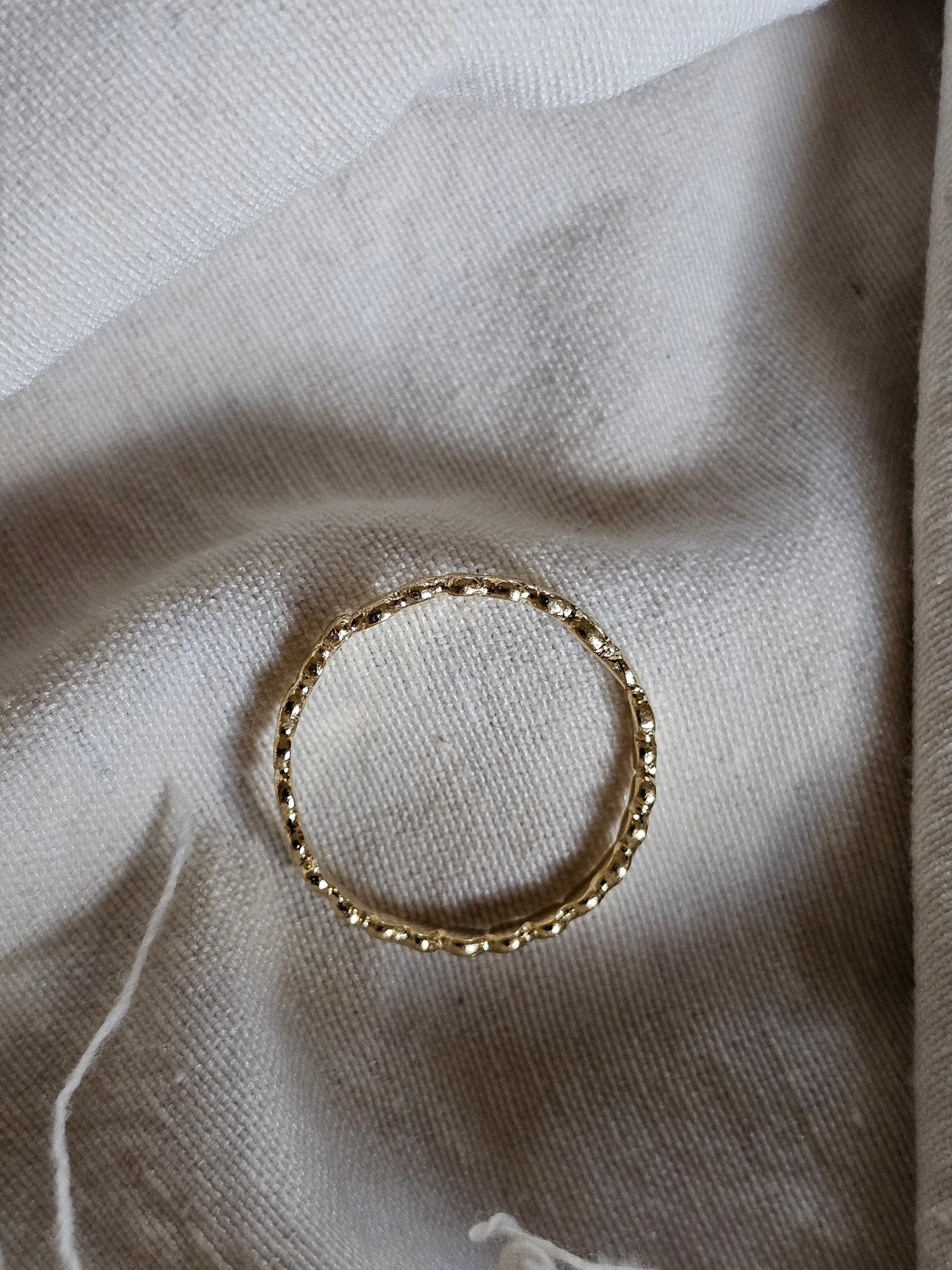 Asymmetric Bead Ring Gold Plated