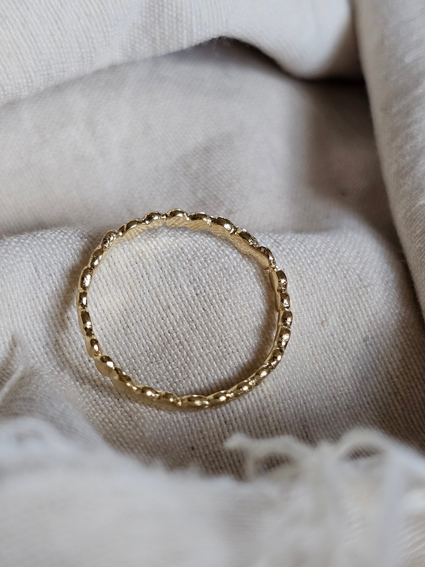 Asymmetric Bead Ring Gold Plated