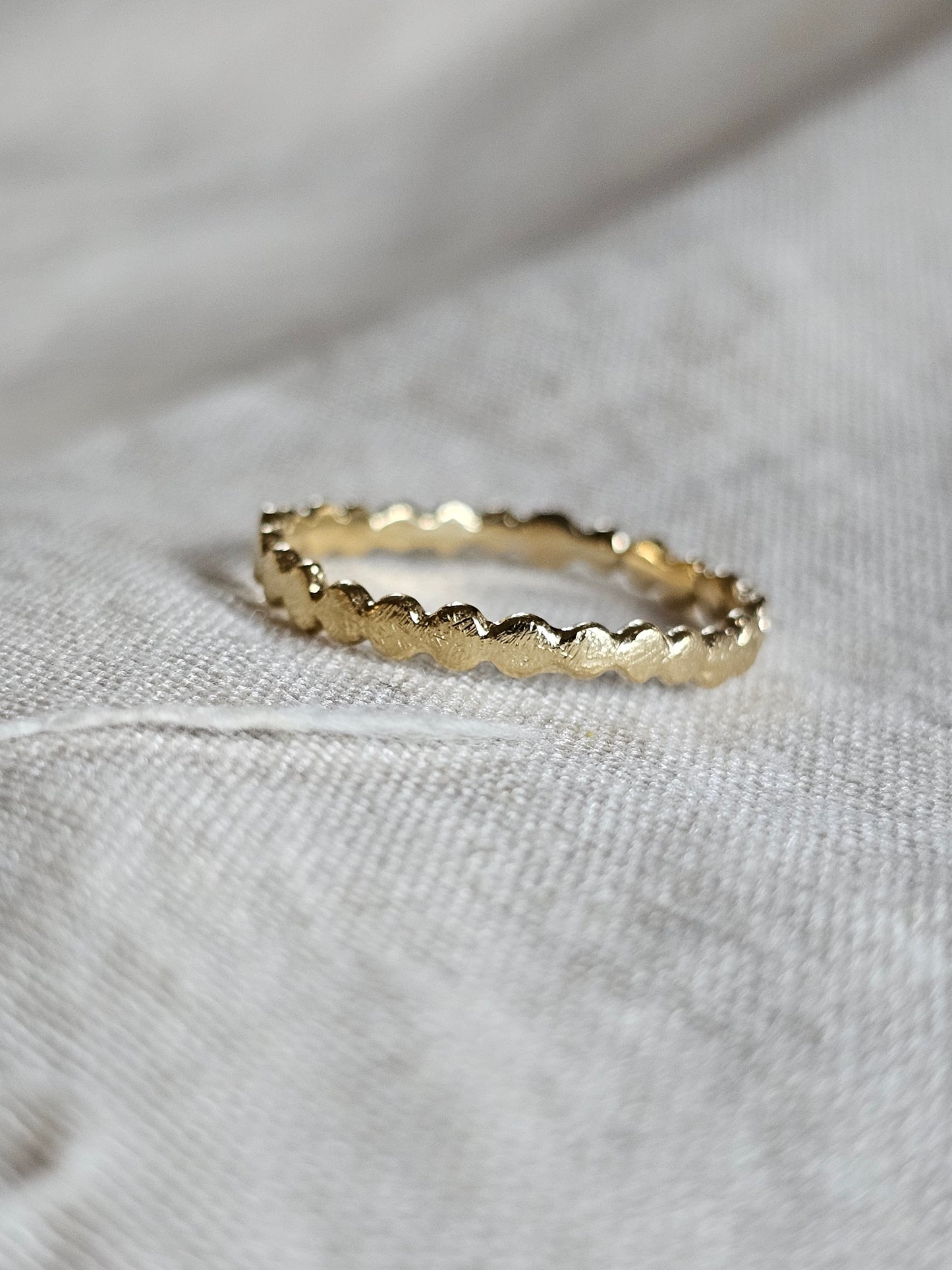 Asymmetric Bead Ring Gold Plated