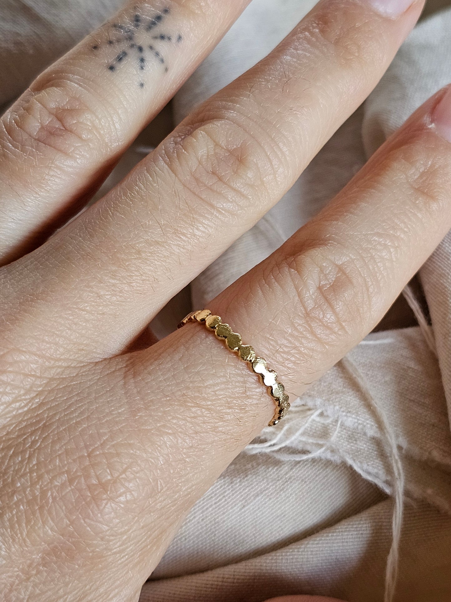 Asymmetrical Bead Ring 14K