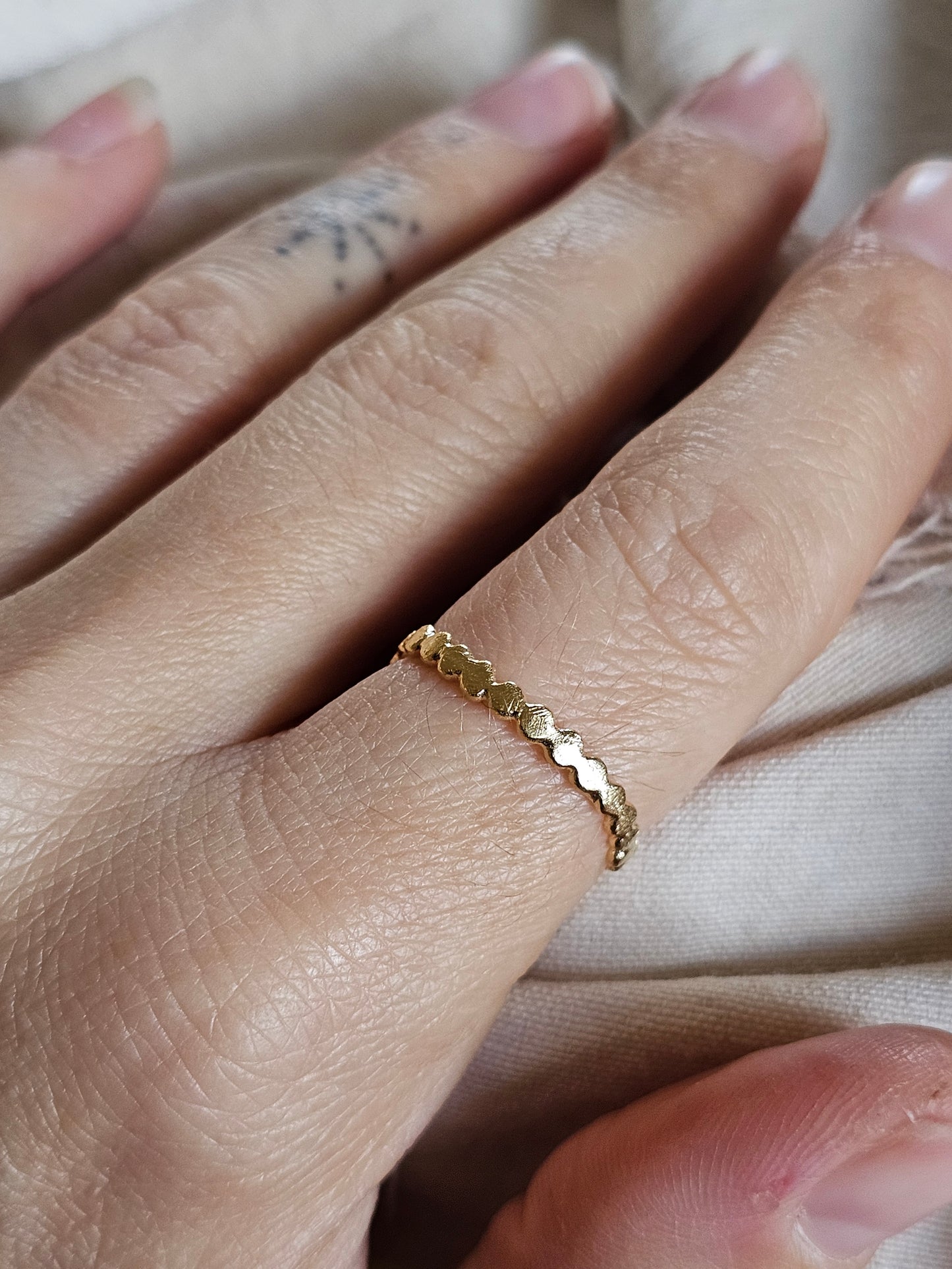 Asymmetrical Bead Ring 14K