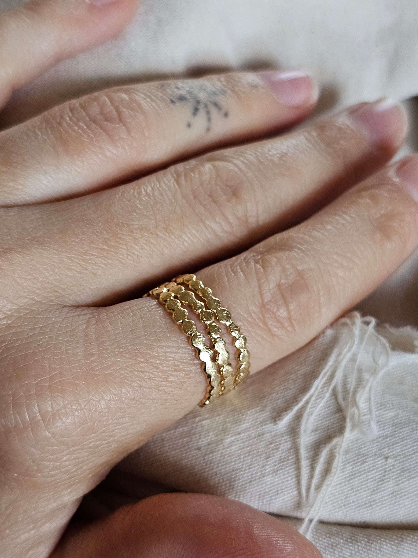 Asymmetric Bead Ring Gold Plated