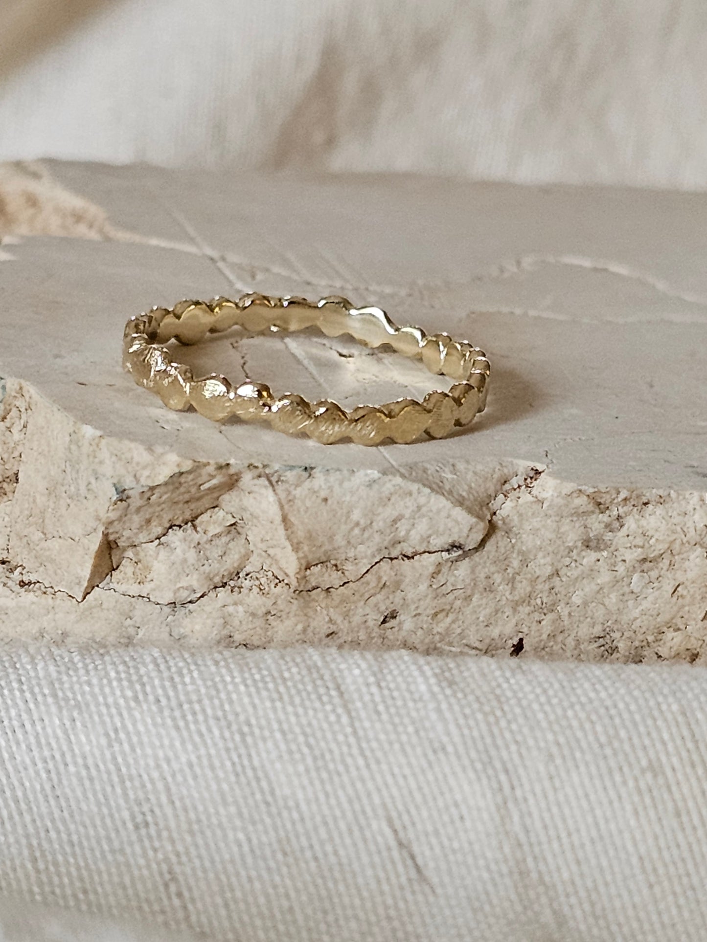 Asymmetrical Bead Ring 14K