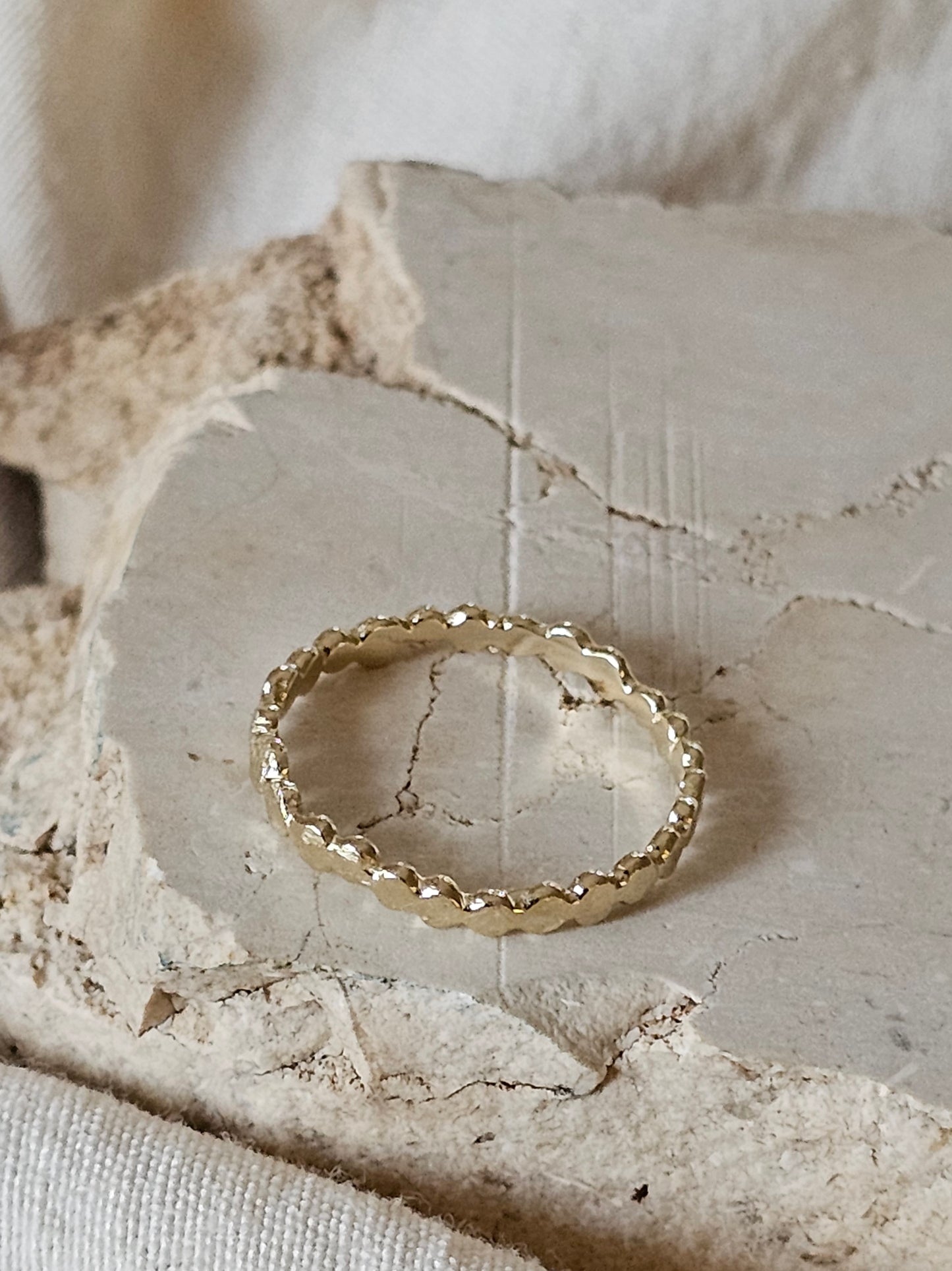 Asymmetrical Bead Ring 14K