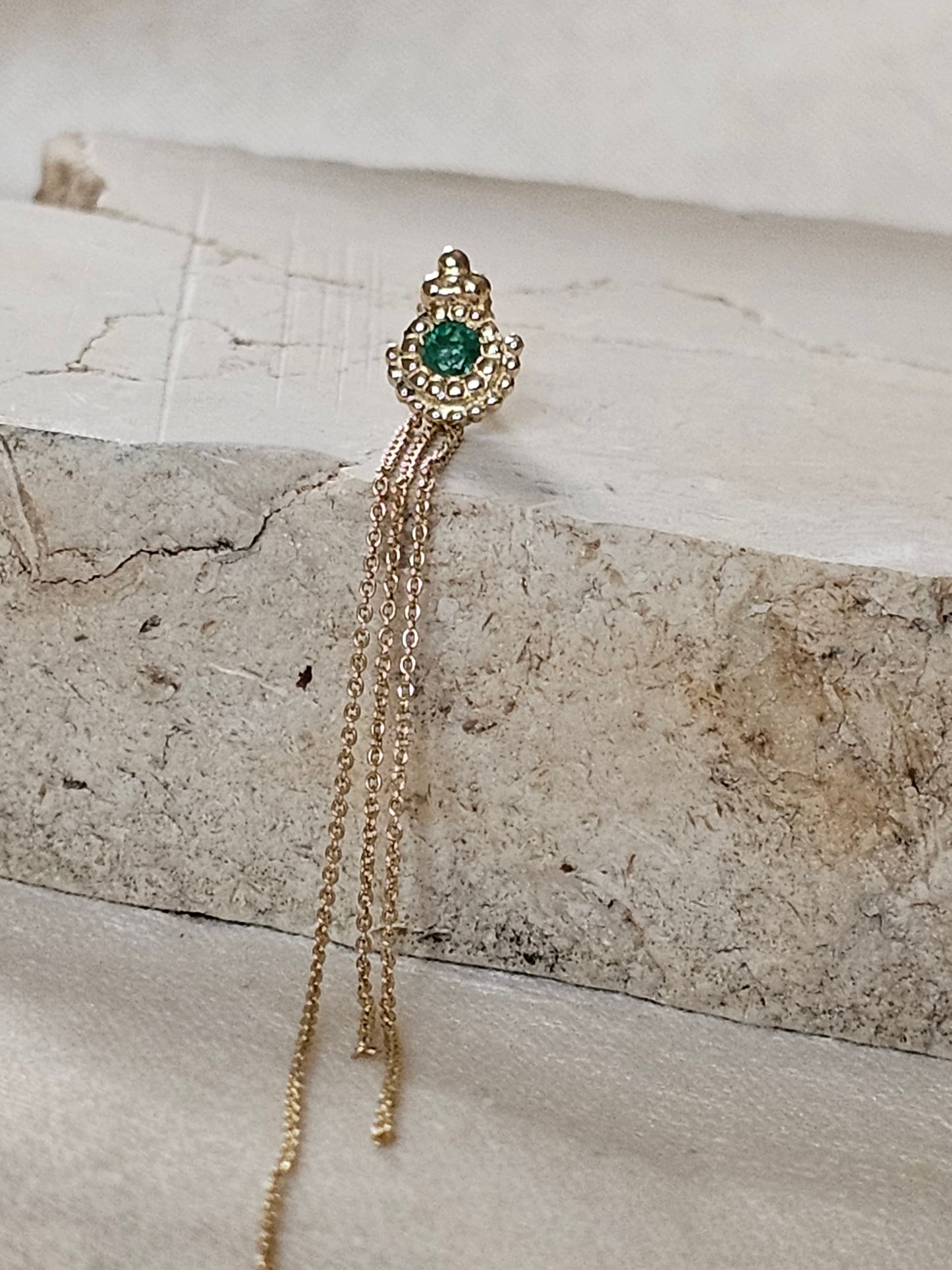 Owl Drop Earring 14K