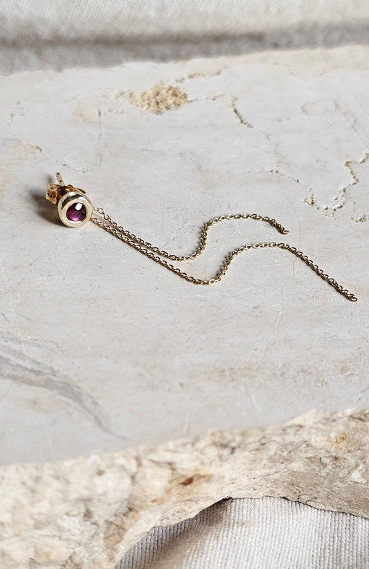 Gem Dot Chain Stud 14K