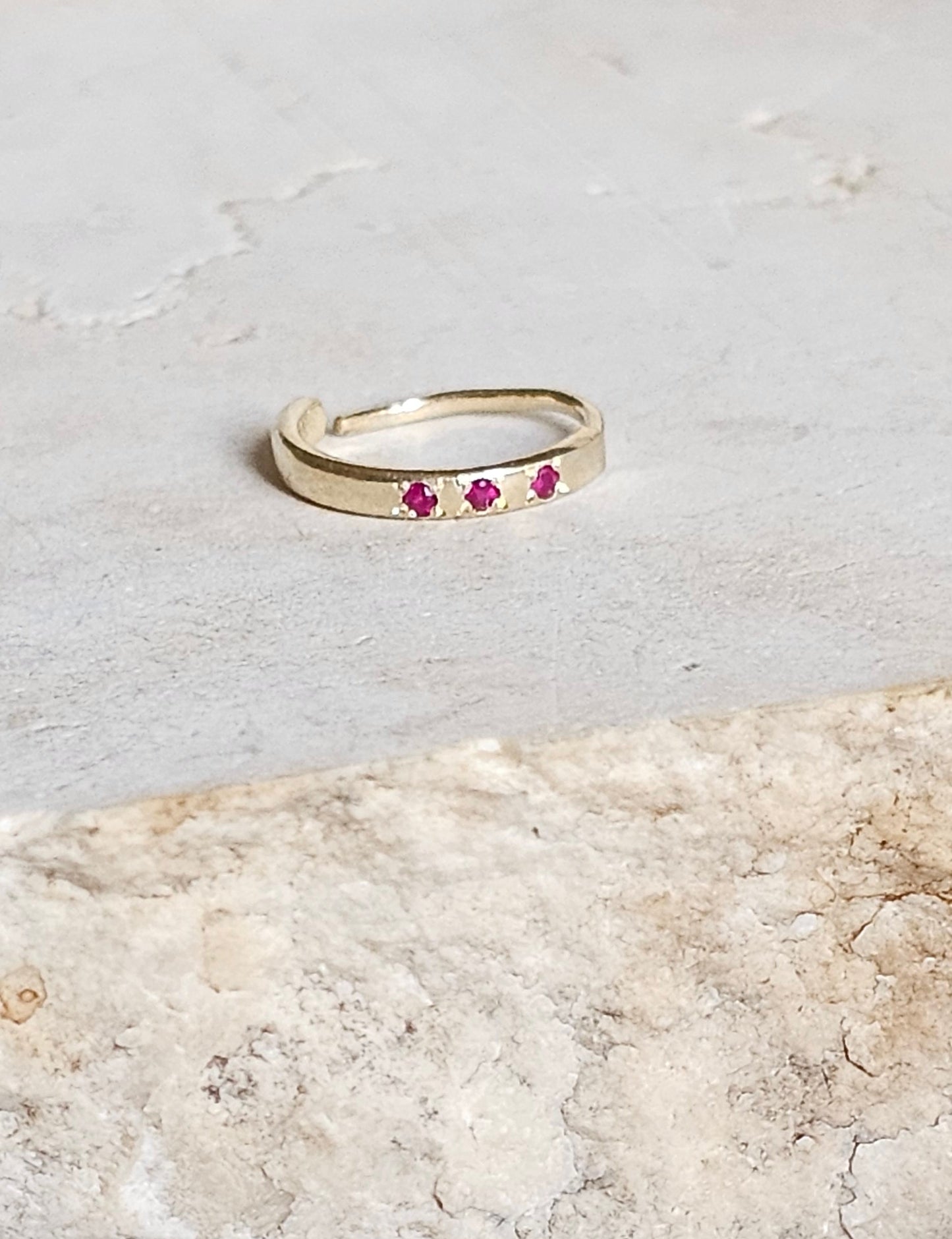 Ruby Trio Nose Hoop 14K