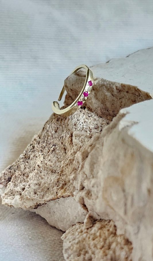 Ruby Trio Nose Hoop 14K
