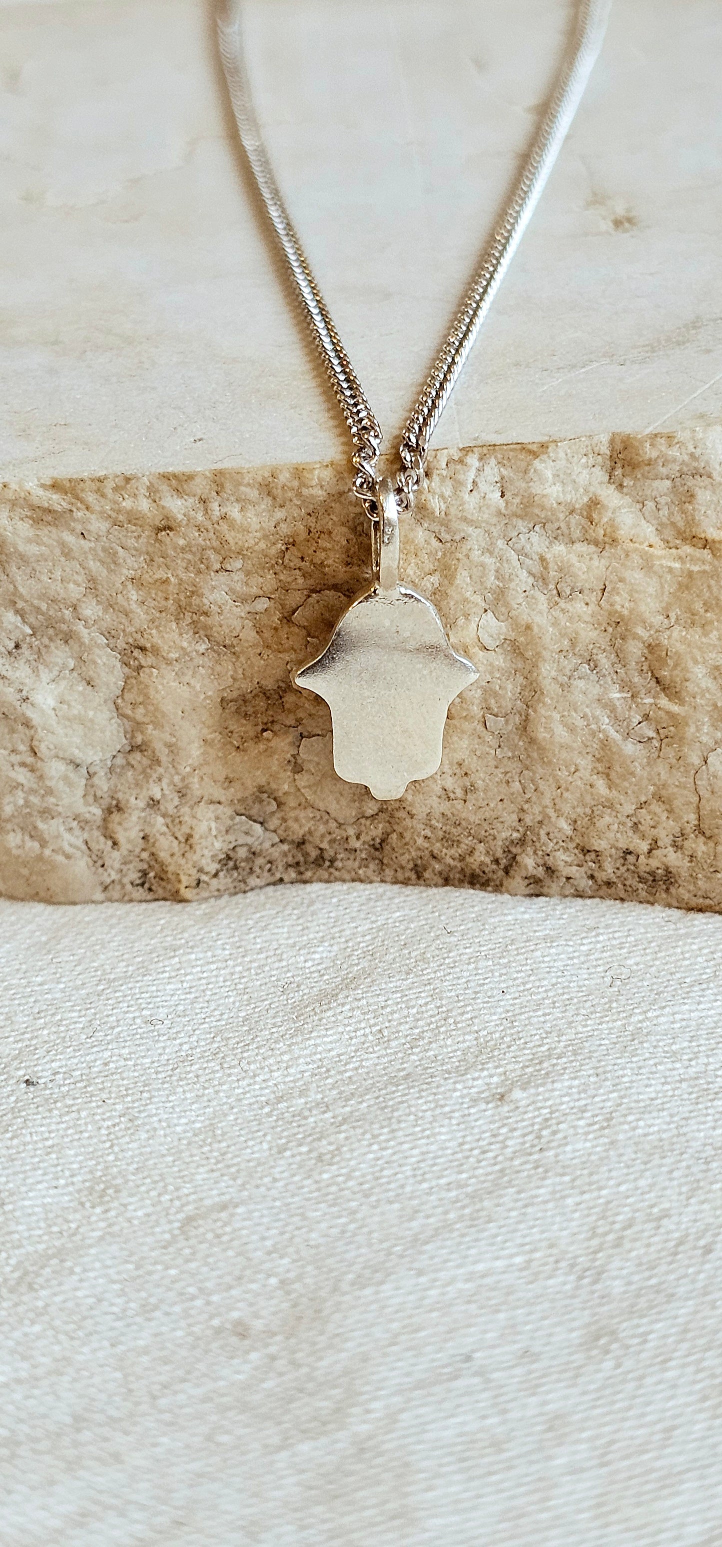 Hamsa Amulet Necklace Silver