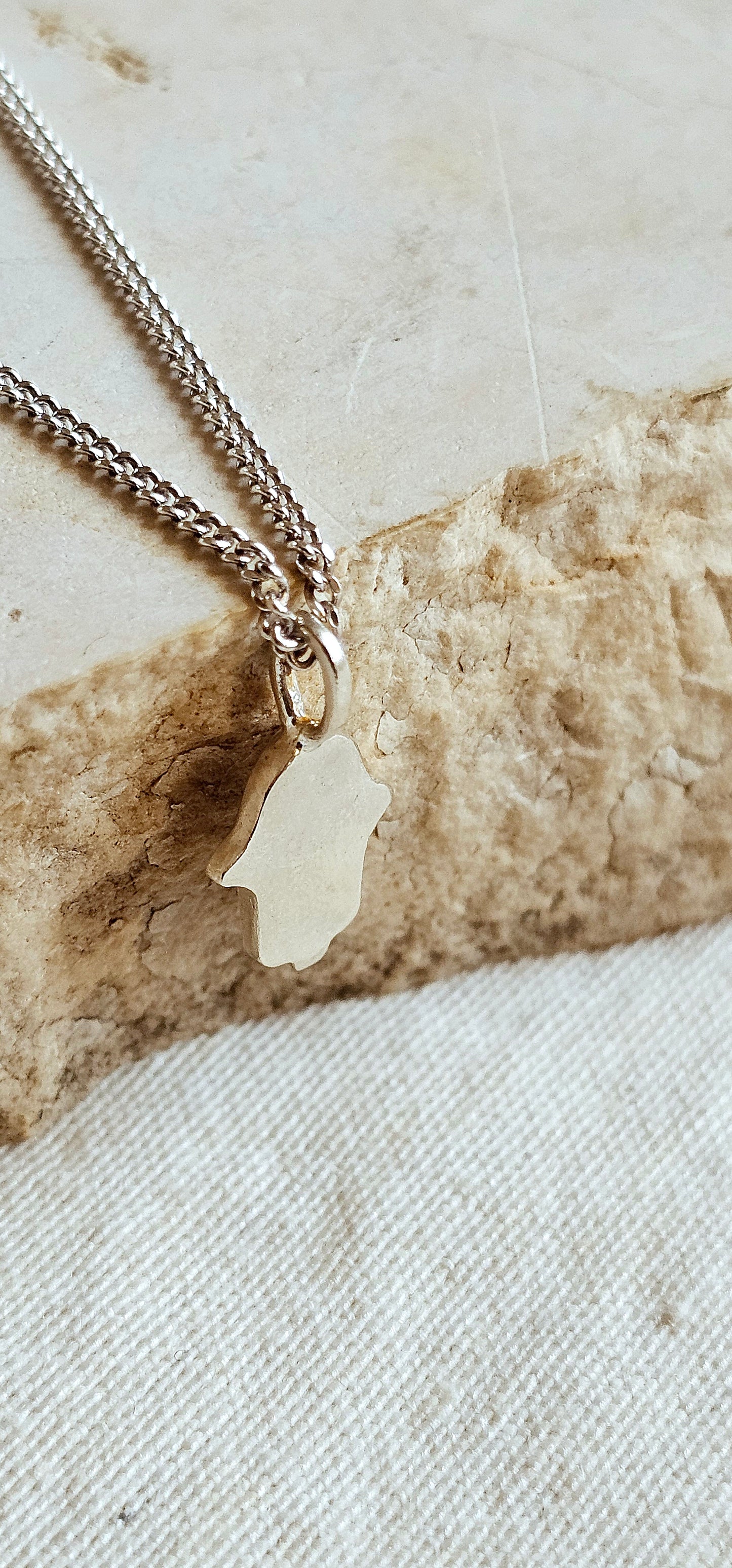 Hamsa Amulet Necklace Silver