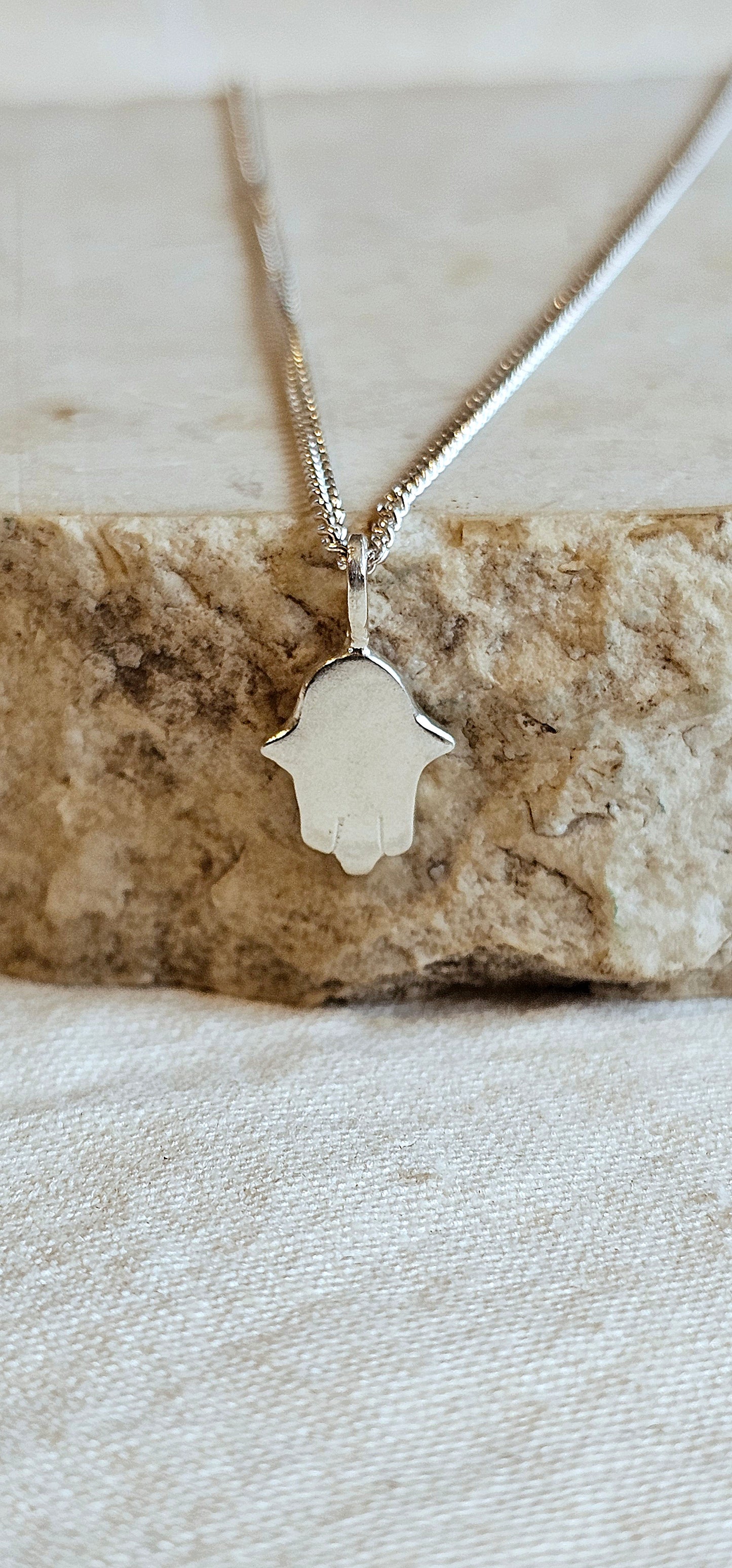 Hamsa Amulet Necklace Silver