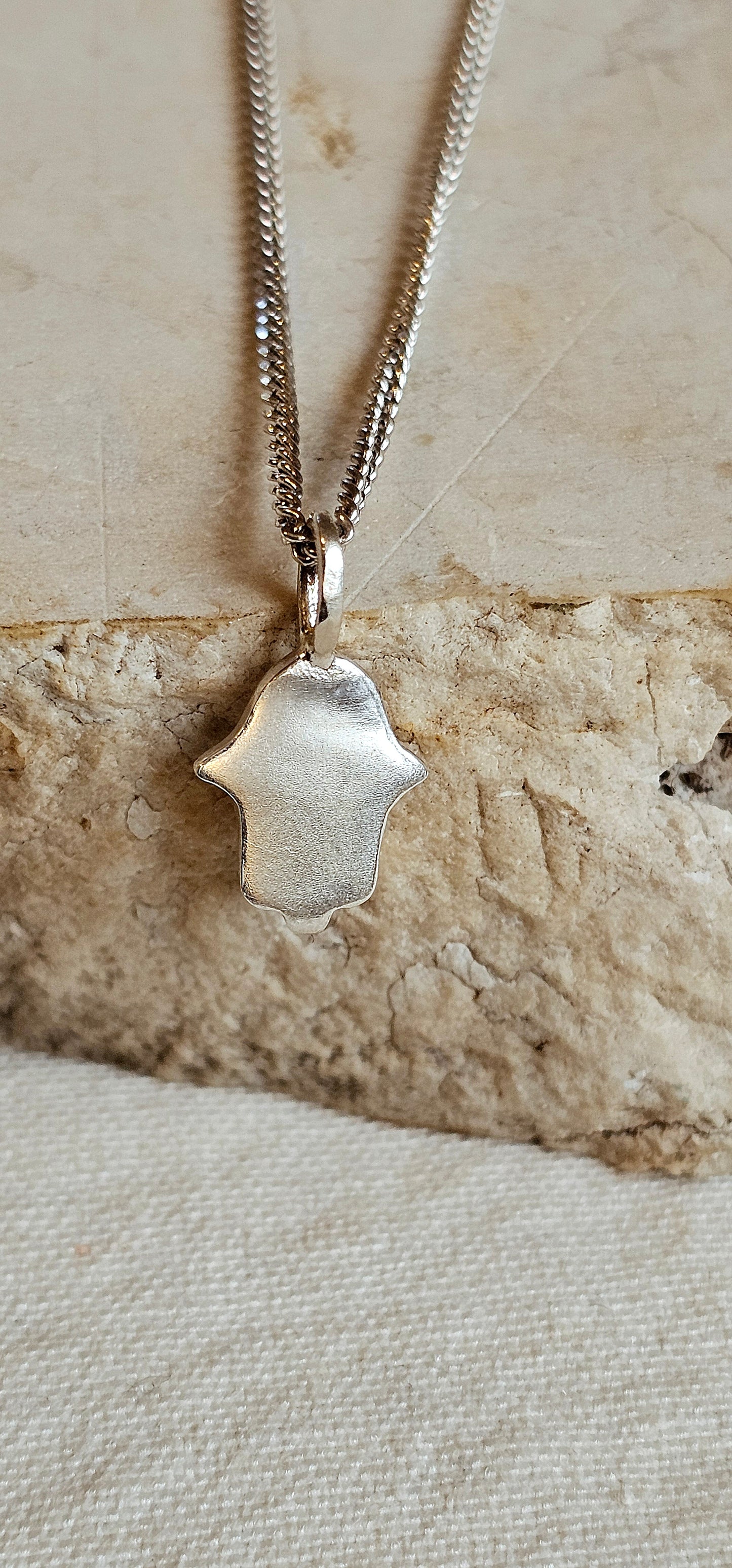 Hamsa Amulet Necklace Silver