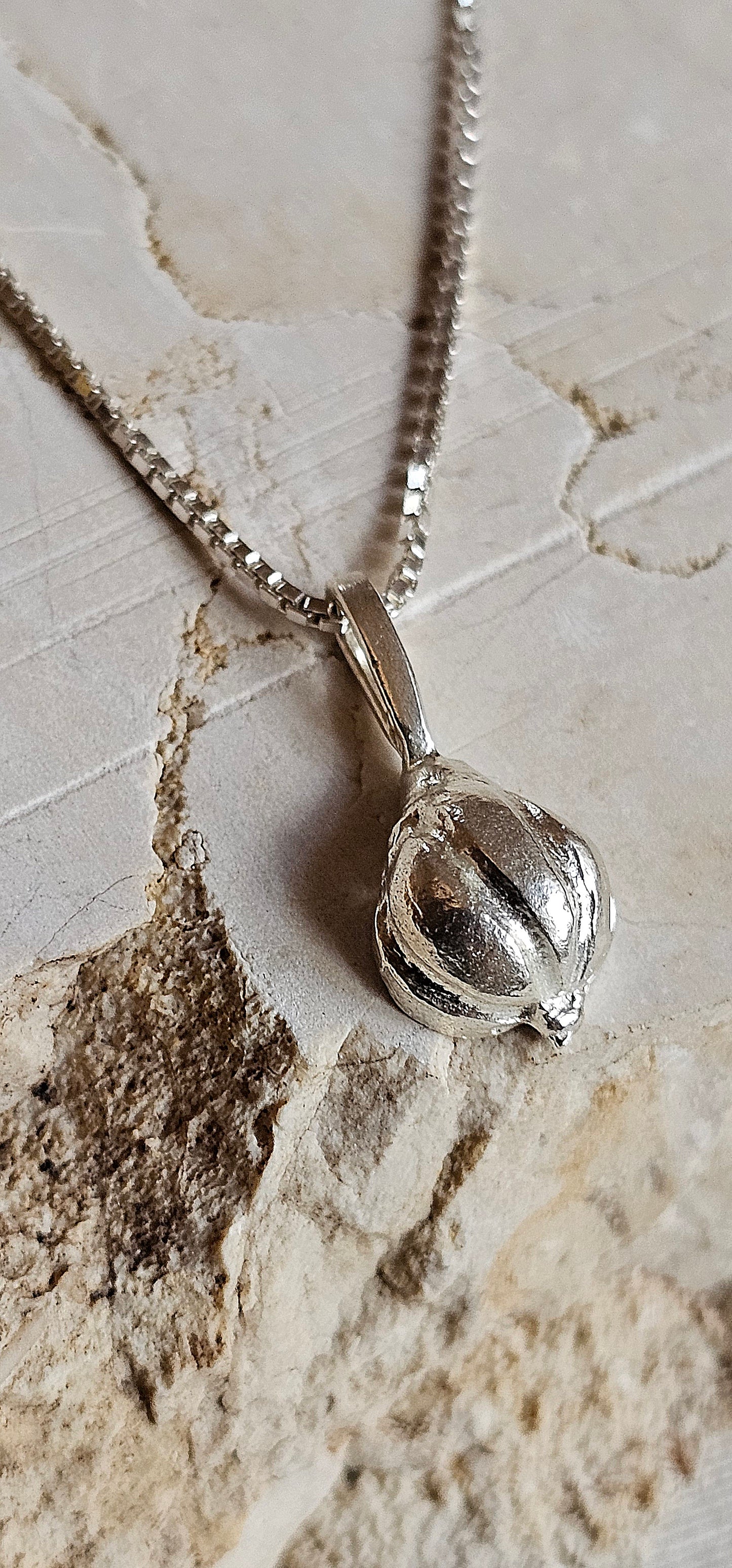 Garlic Amulet Necklace Silver