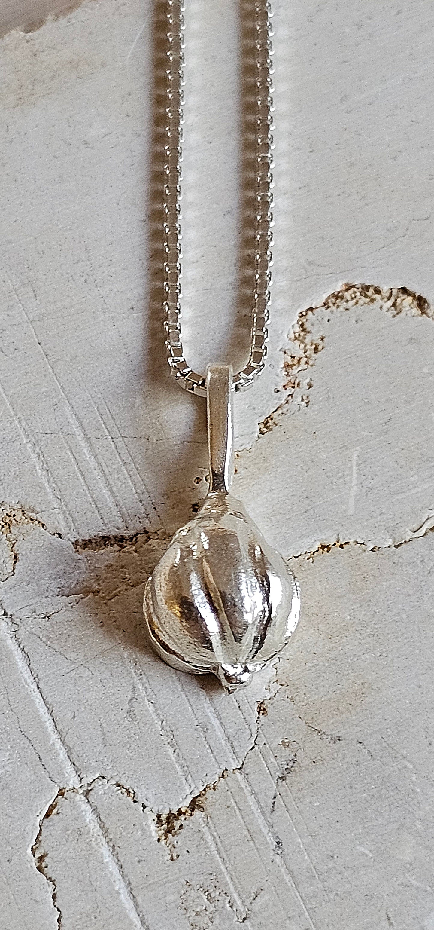Garlic Amulet Necklace Silver