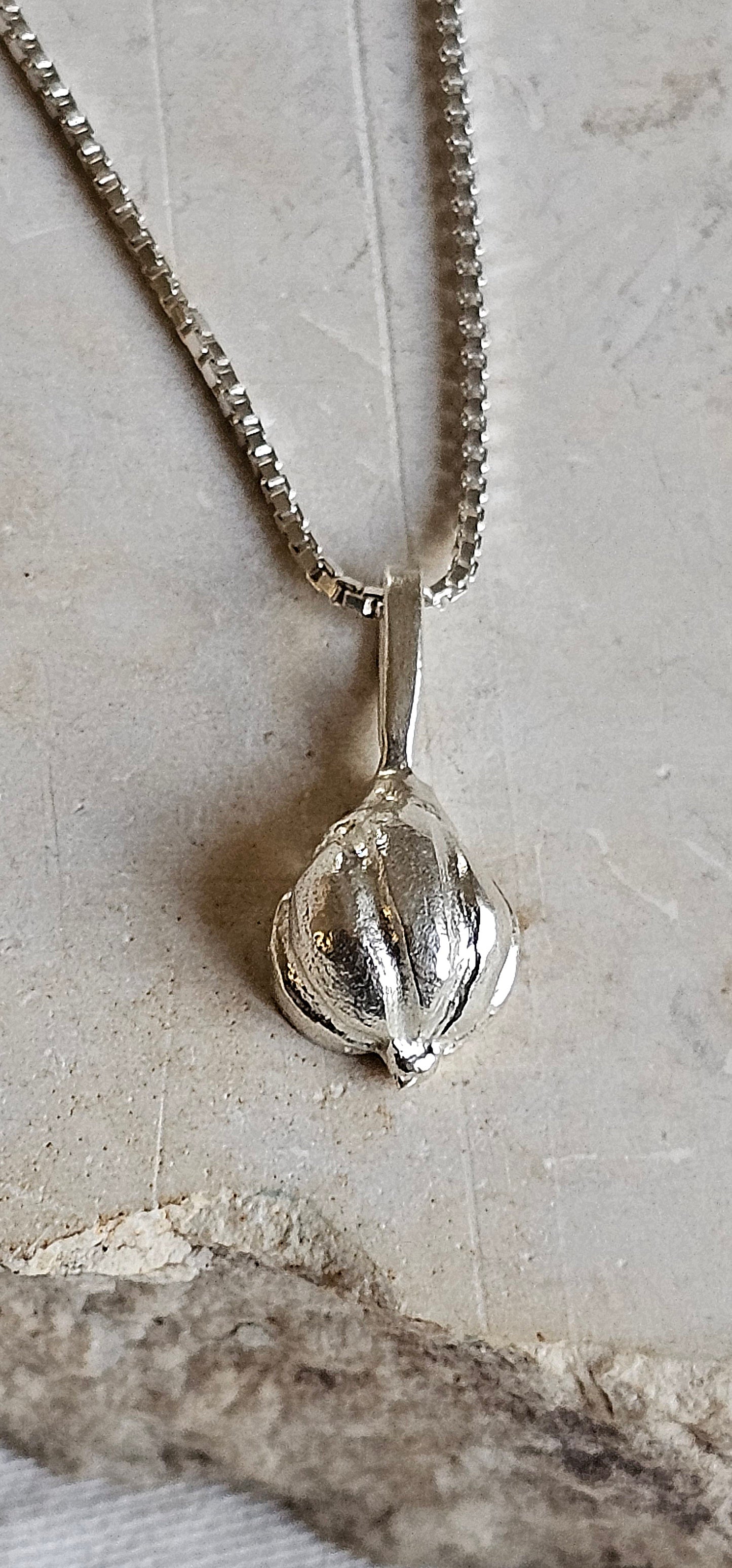 Garlic Amulet Necklace Silver