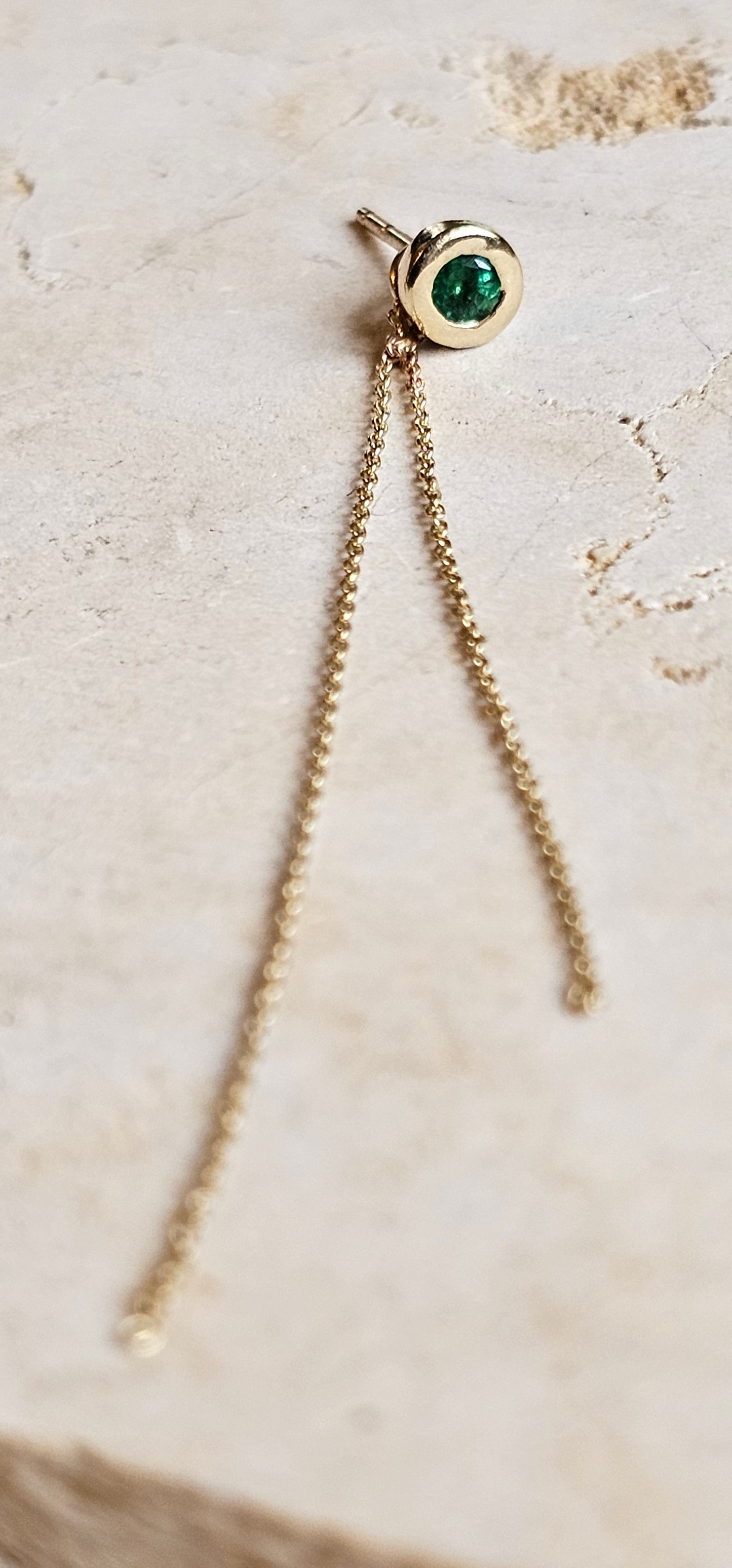 Gem Dot Chain Stud 14K
