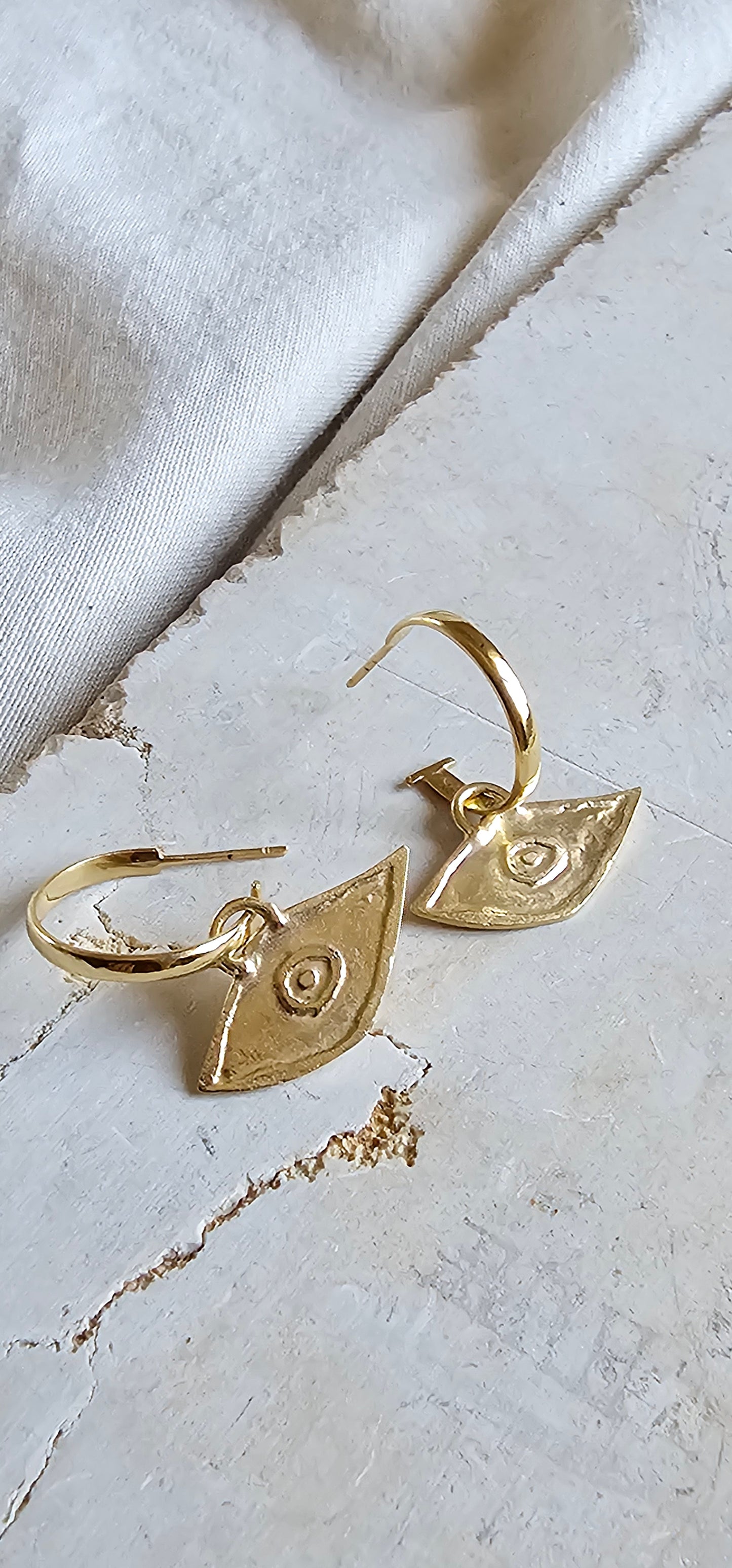 Ethnic Eye Hoop Earrings Gold Plated