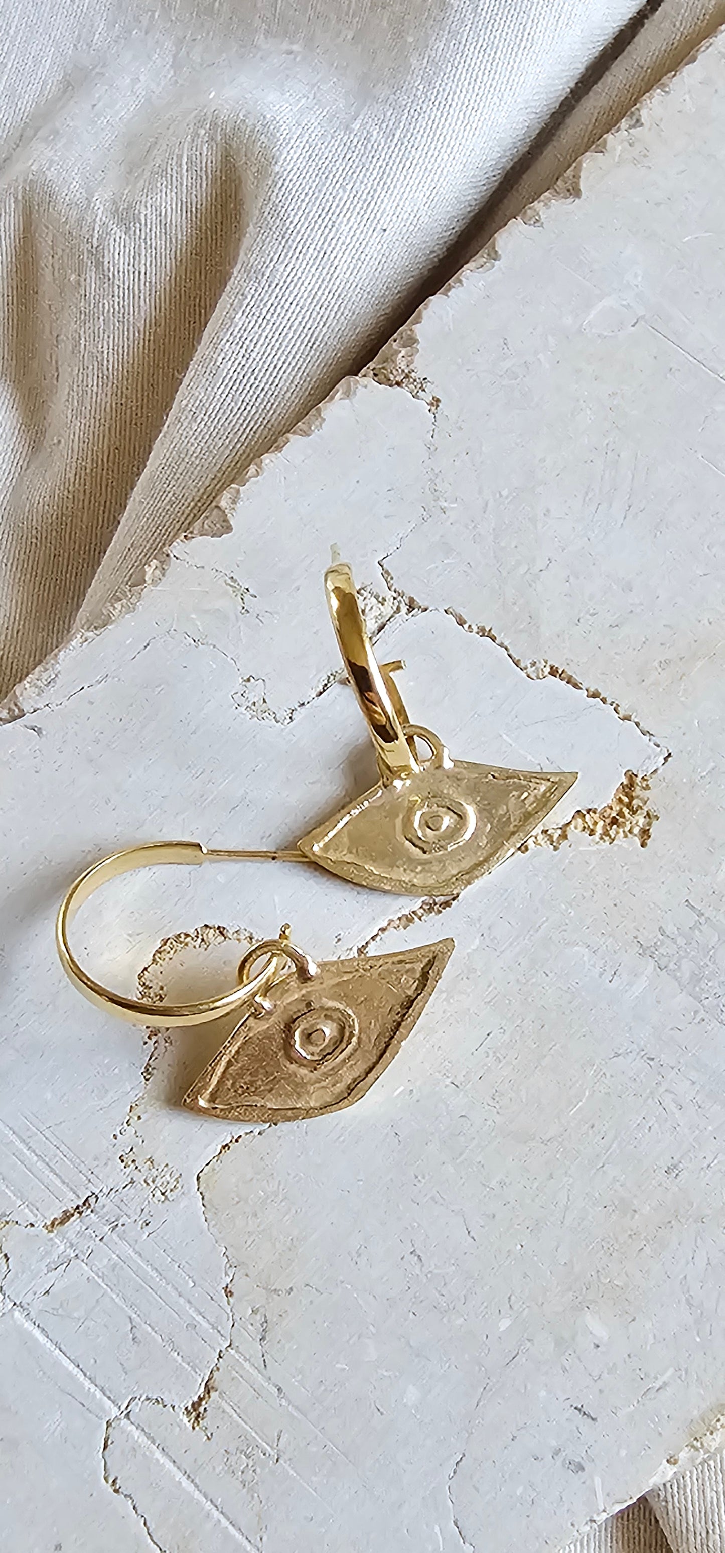 Ethnic Eye Hoop Earrings Gold Plated