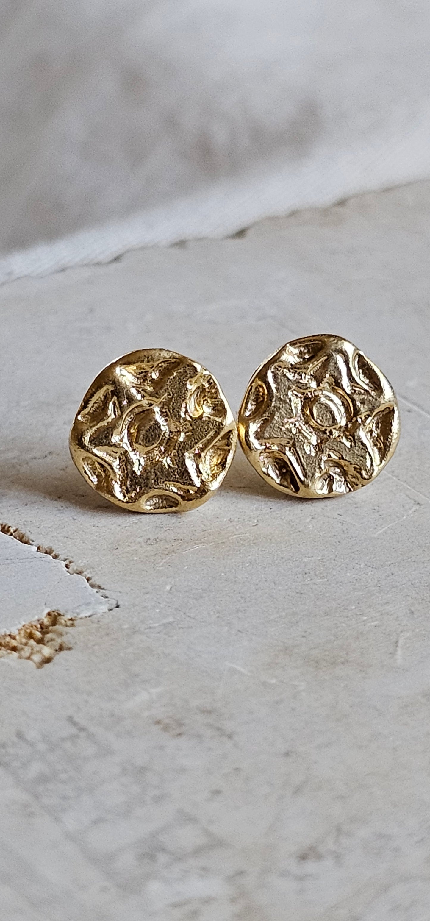 Six Petal Rose Studs Gold Plated