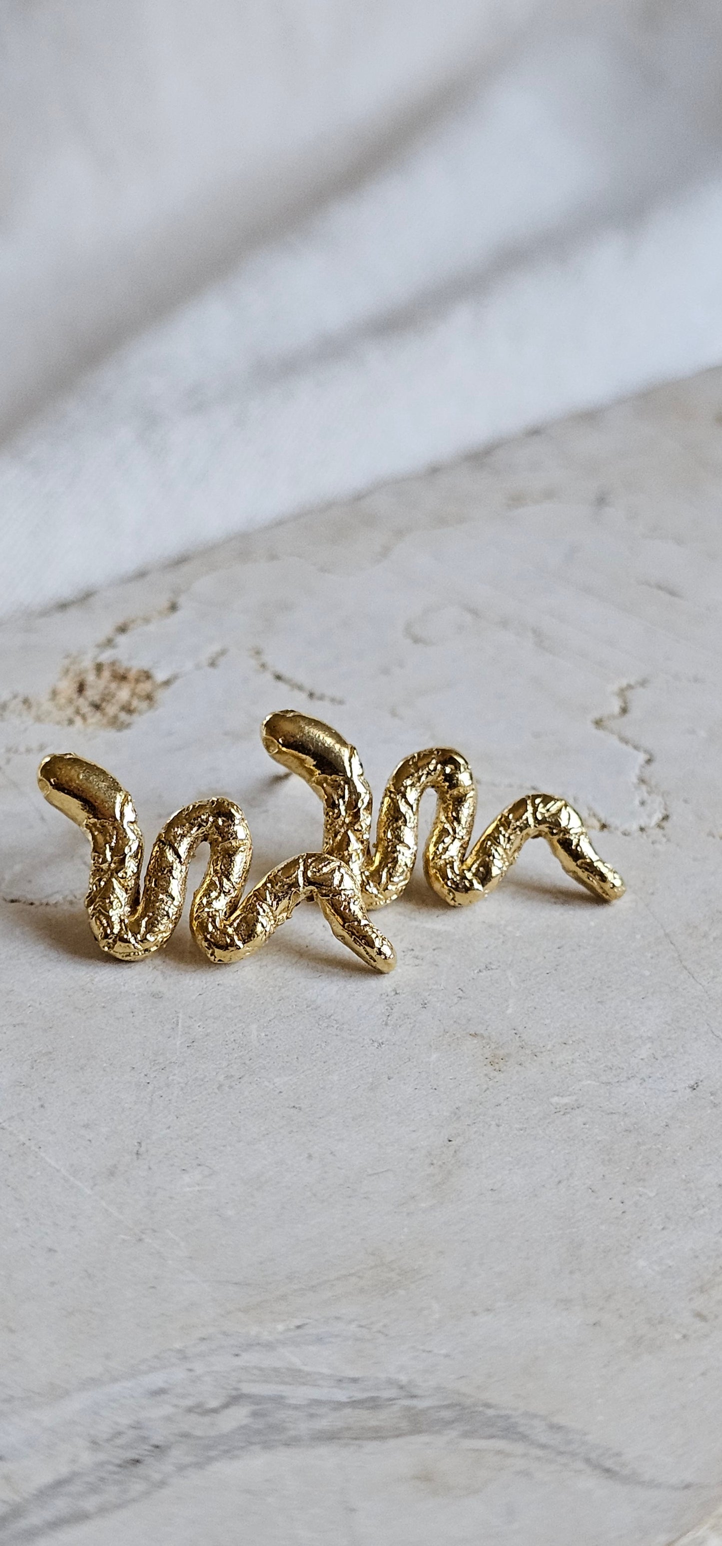 Ancient Snake Earrings Gold Plated