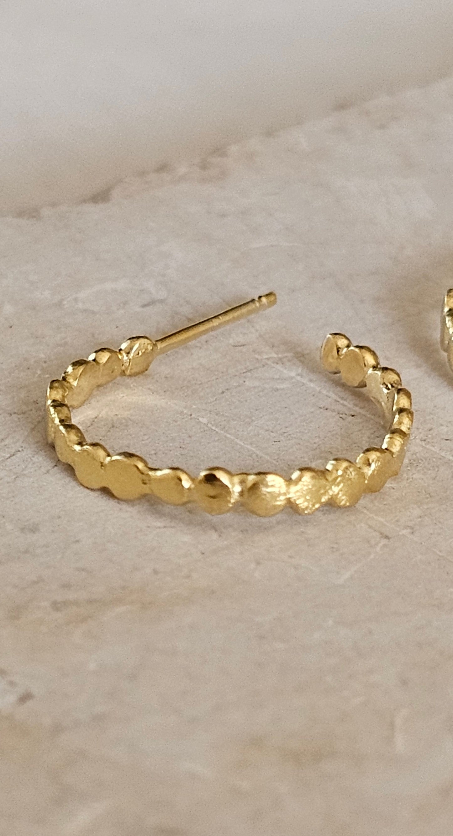 Asymmetrical Bead Hoops Gold Plated
