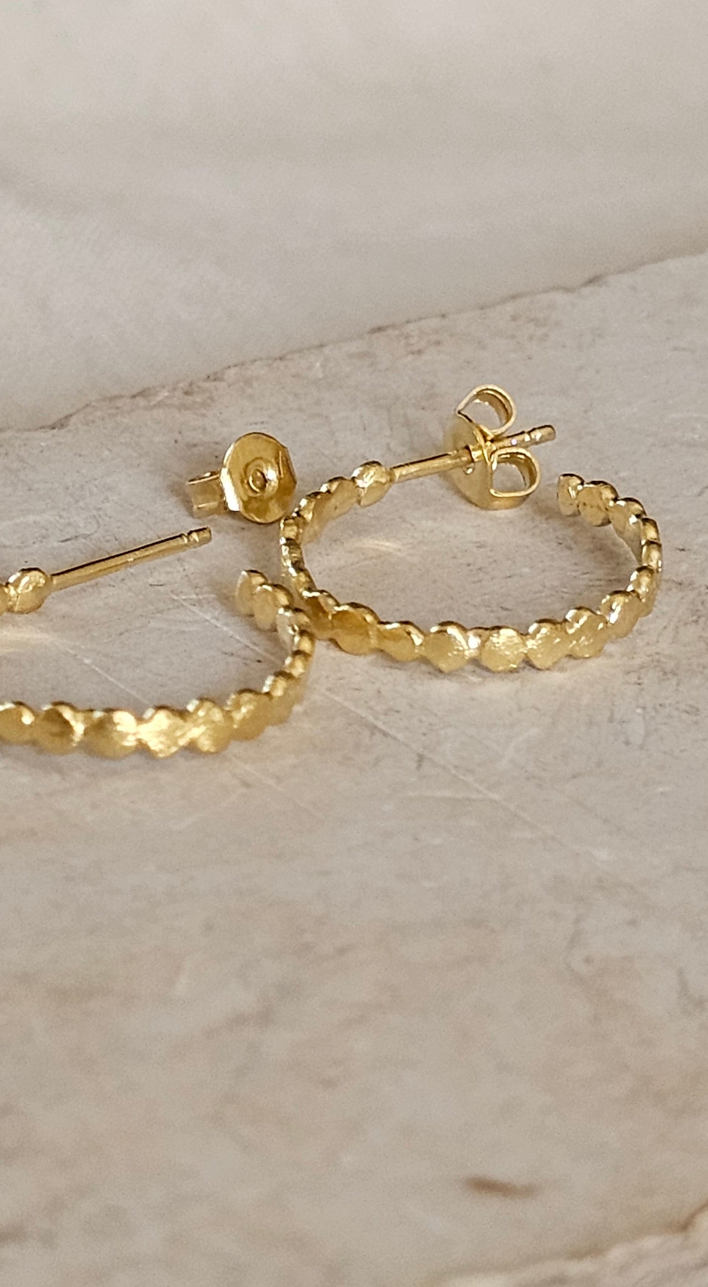 Asymmetrical Bead Hoops Gold Plated
