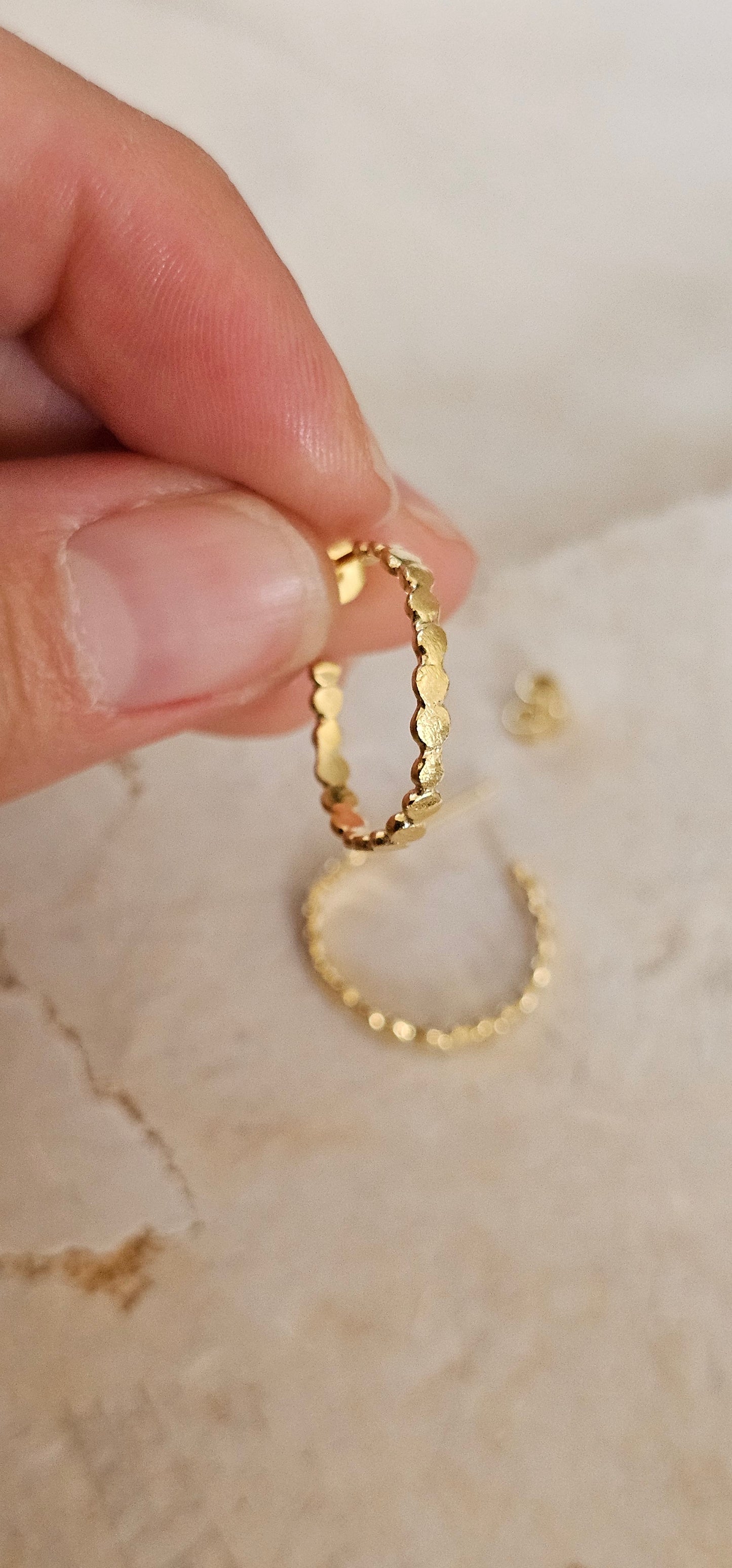 Asymmetrical Bead Hoops Gold Plated