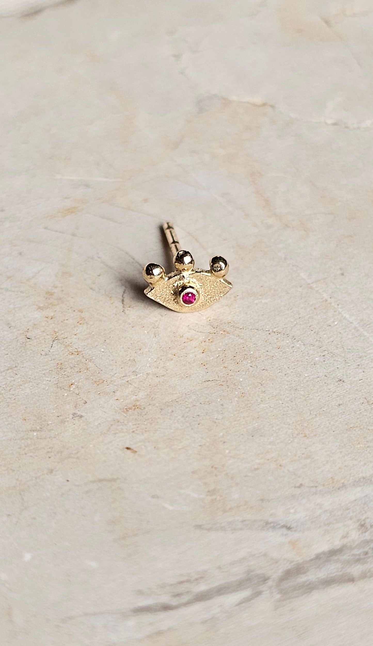 Tiny Ruby Eye Stud 14K