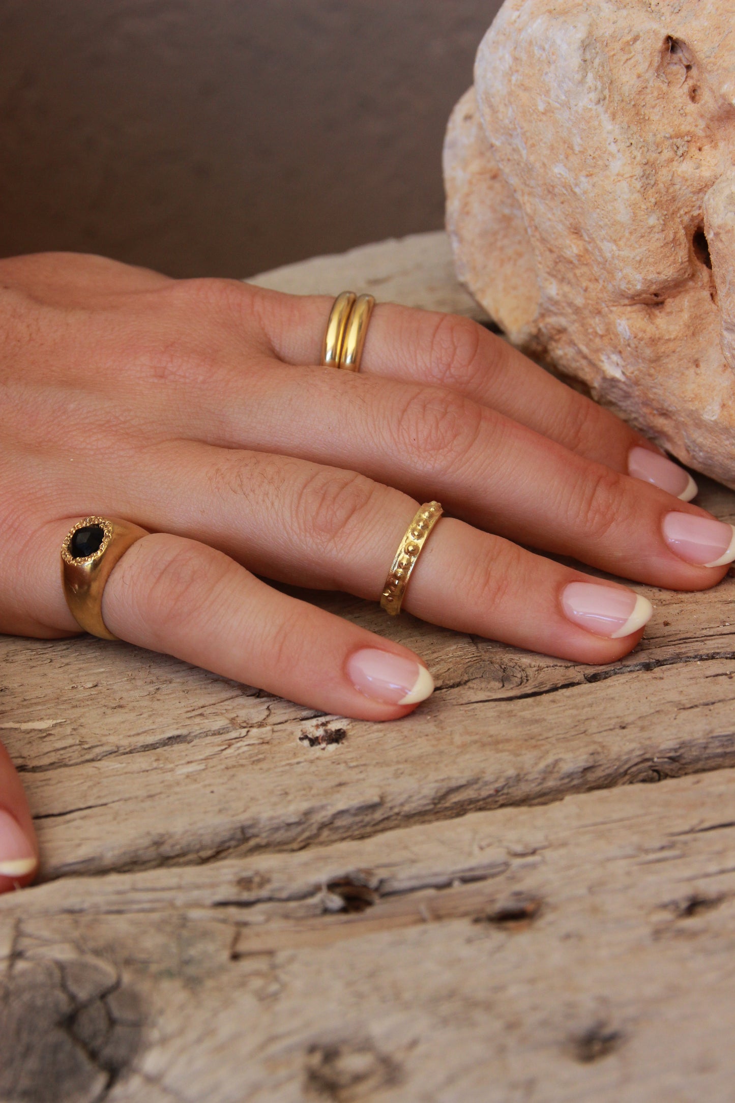 Beaded Roman Pinky or Midi ring Gold Plated