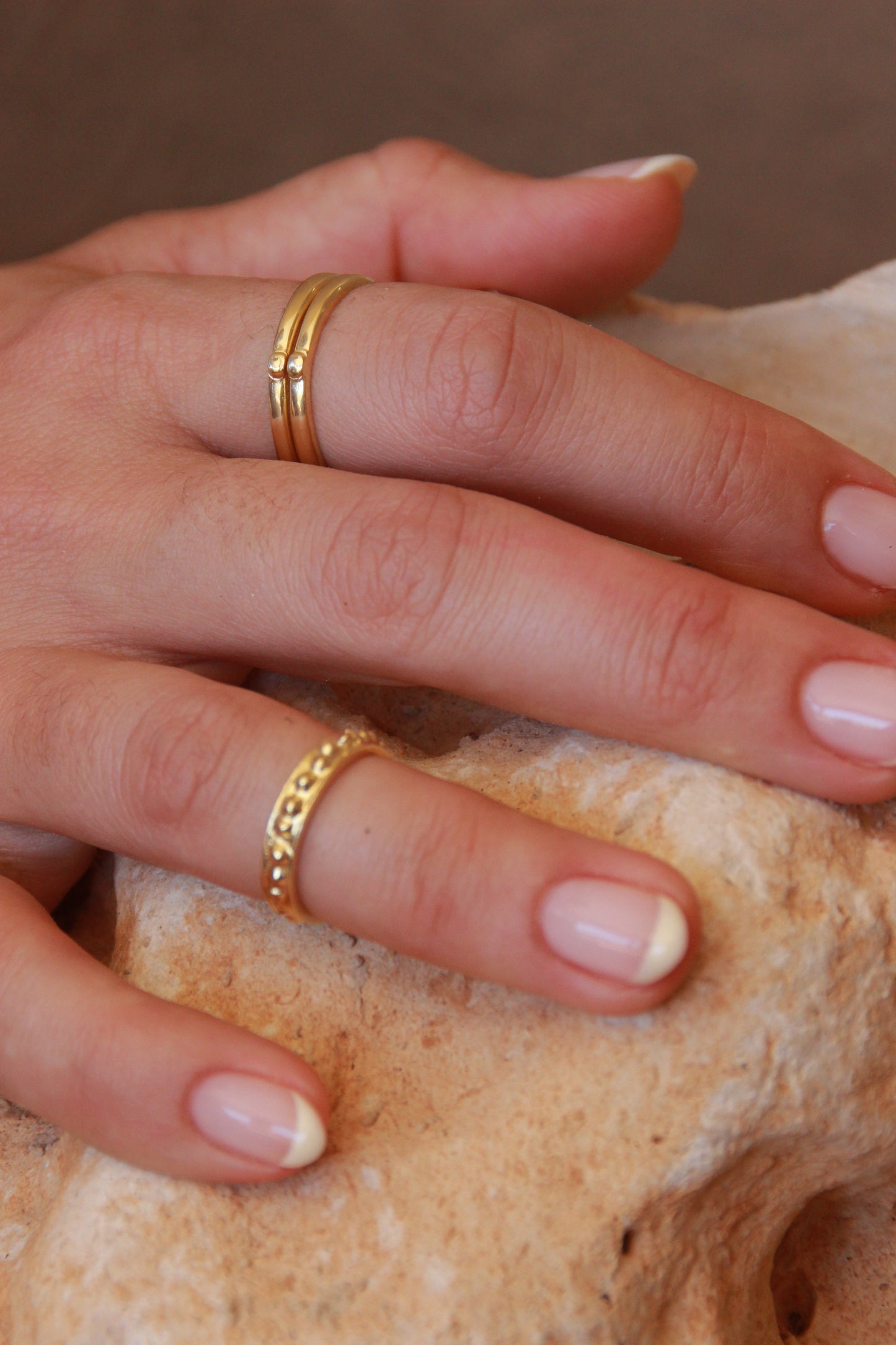 Beaded Roman Pinky or Midi ring Gold Plated