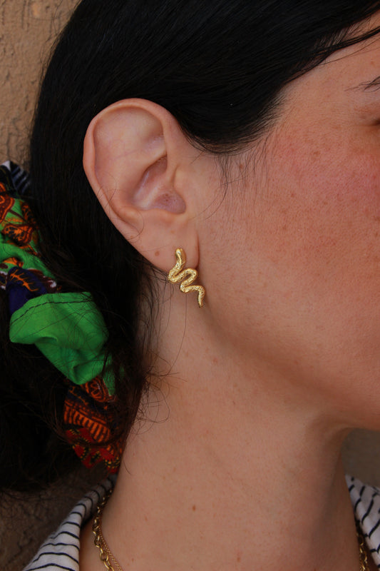 Ancient Snake Earrings Gold Plated