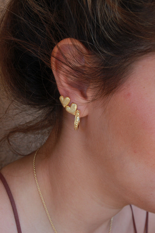 Asymmetrical stud heart earrings Gold Plated